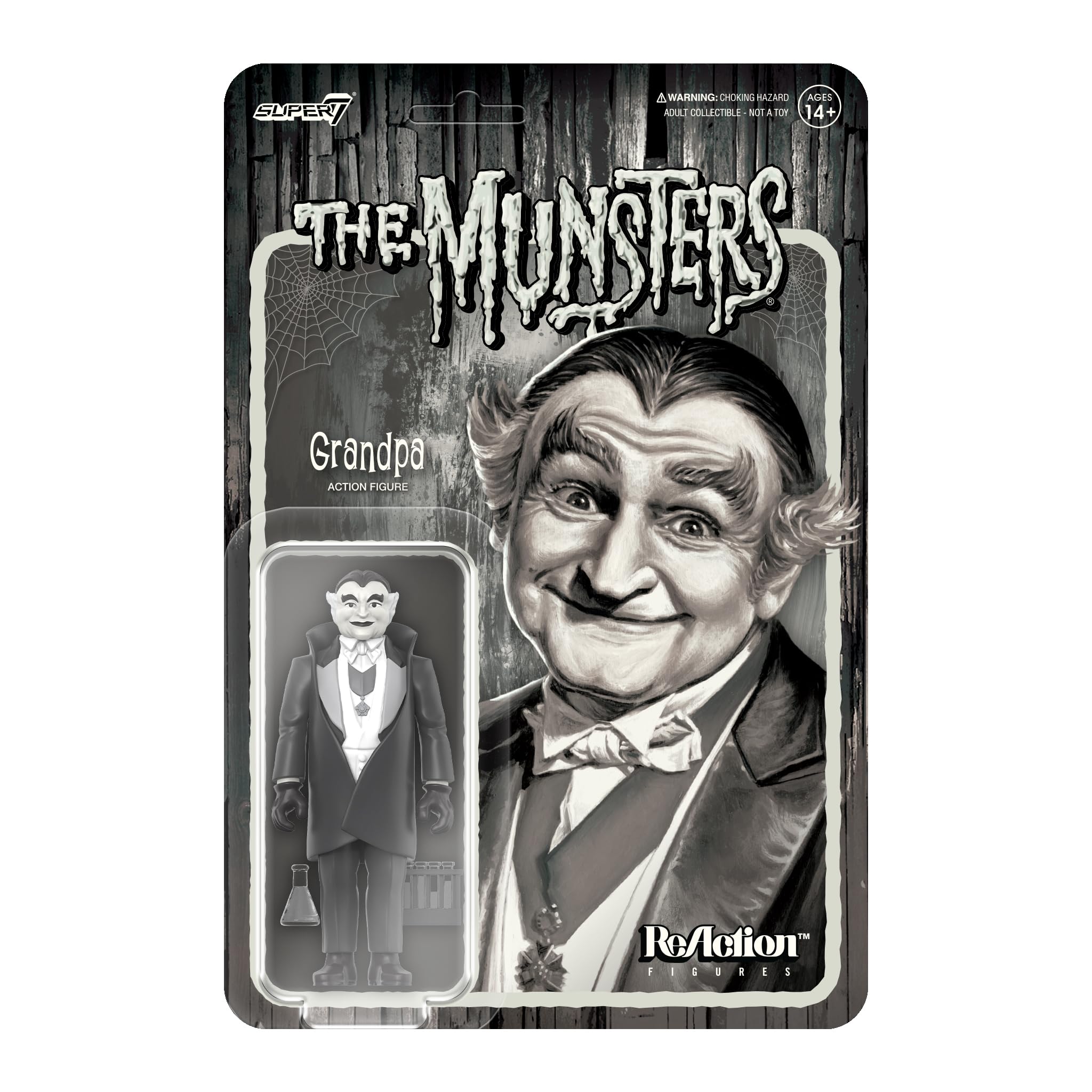 SUPER7 - The Munsters: Grandpa (Grayscale) Reaction Figure