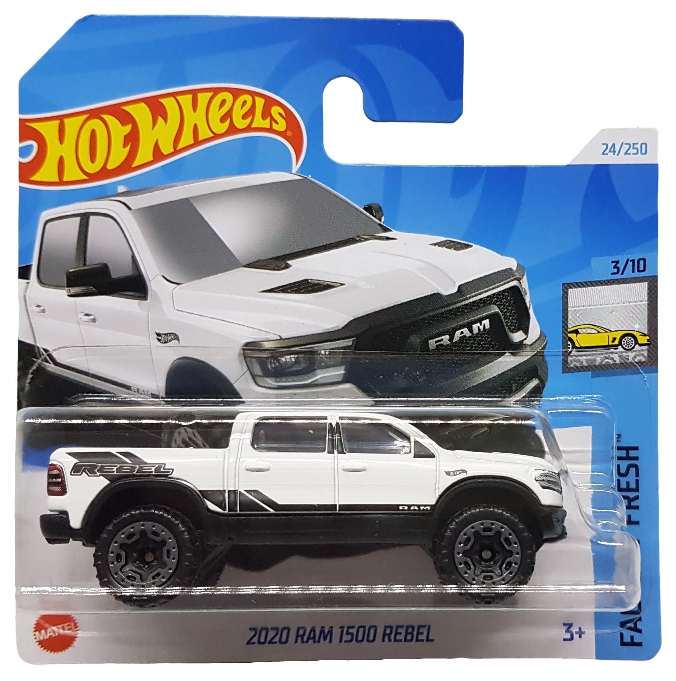 Hot Wheels - 2020 RAM 1500 Rebel - Factory Fresh 3/10 - HTC52 - Short Card - Pickup Truck - White - Mattel 2024