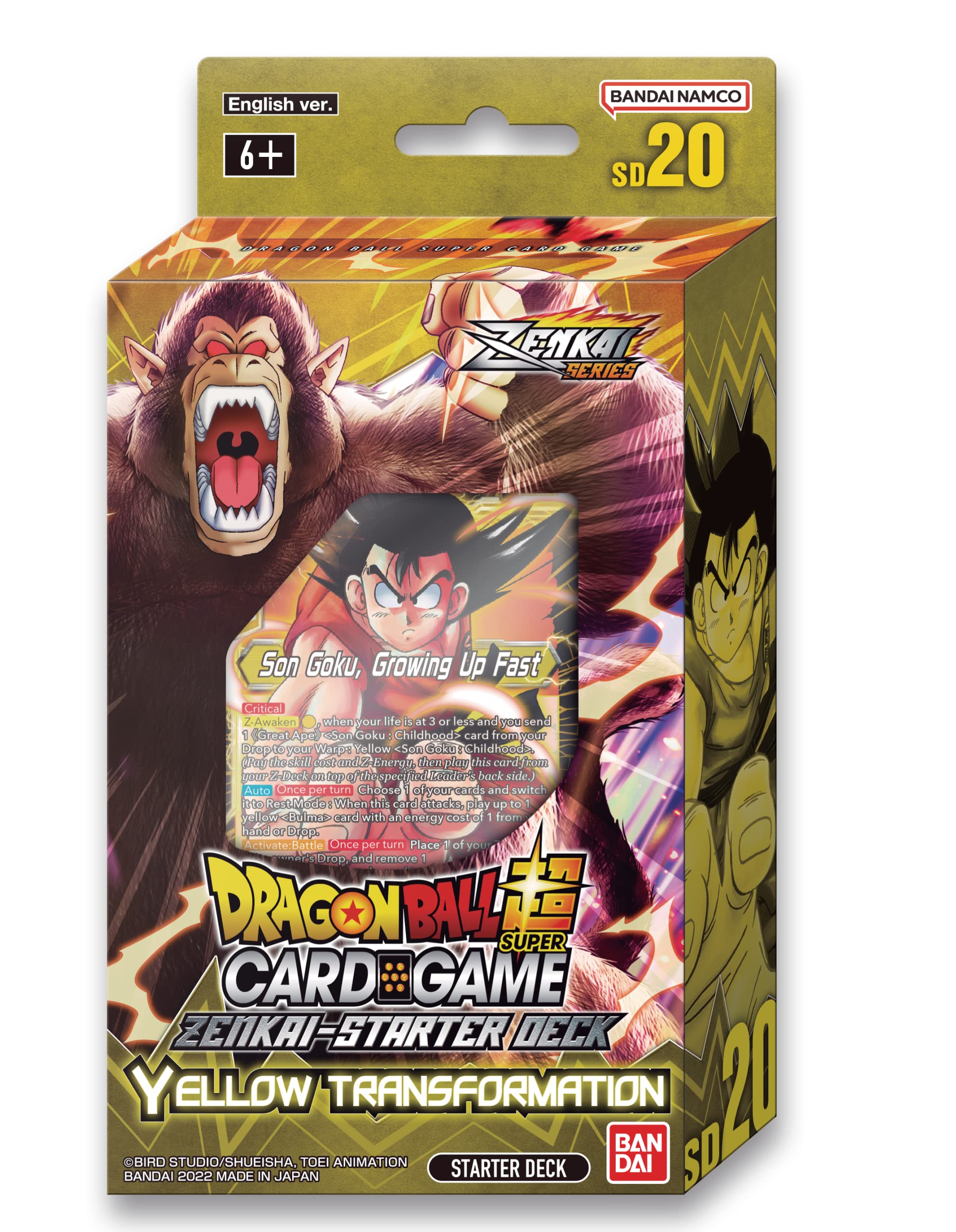 BANDAI | Dragon Ball Super CG: Zenkai Series Starter Deck (SD20) - Yellow Transformation | Card Game | Ages 6+ | 1 Player