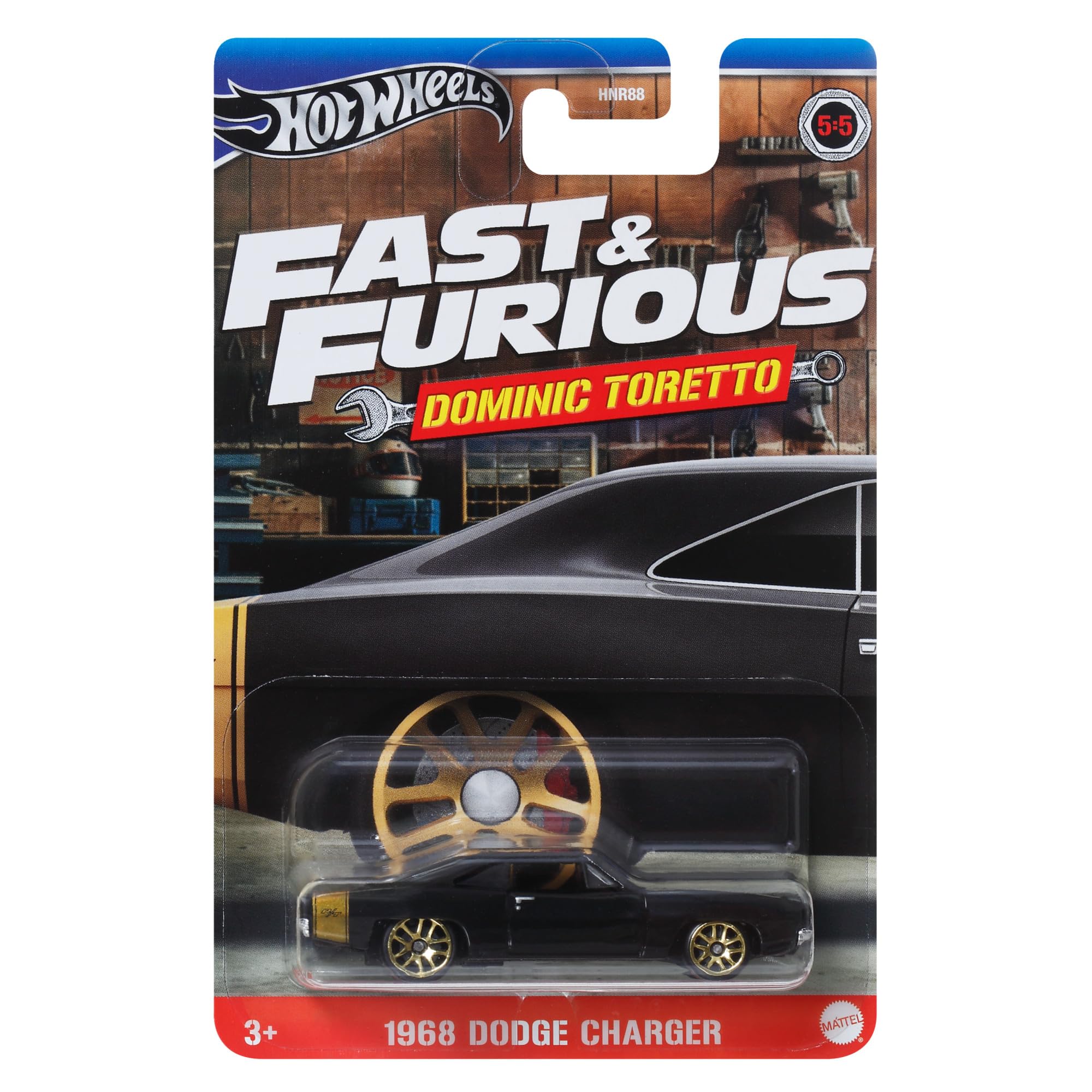 Hot Wheels Fast and Furious Dominic Toretto Car 1968 DODGE CHARGER Model Die Cast Scale 1:64 - Length 7 cm - HRW49