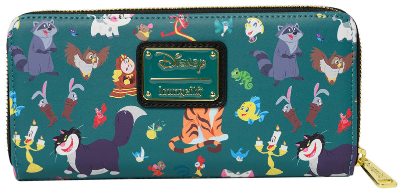 Loungefly Disney Princess Sidekicks All Over Print Mini Backpack Bag Wallet, Teal, Wallet