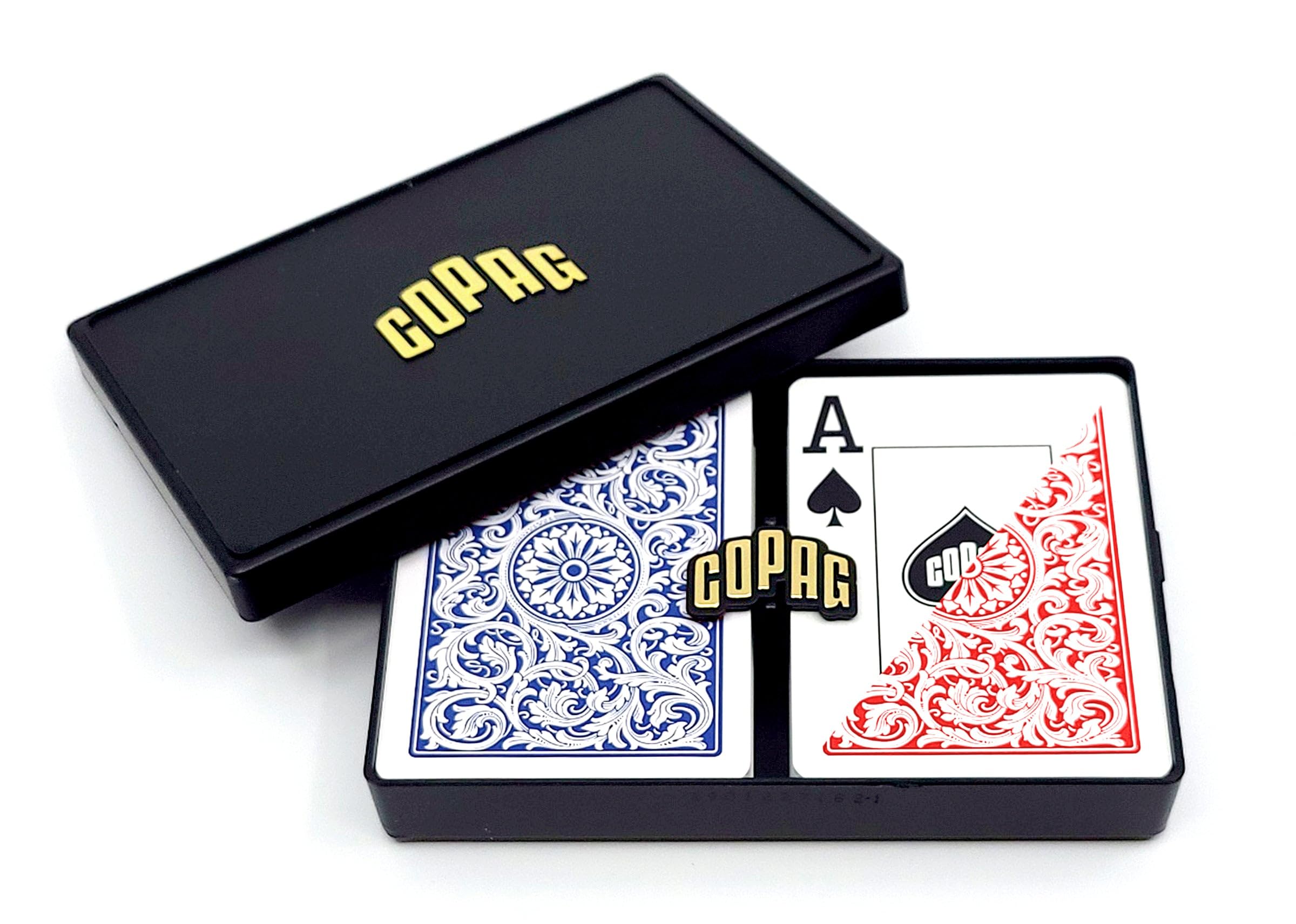 Copag 1546 Design 100% Plastic Playing Cards, Poker Size Red/Blue (Jumbo Index, 1 Set)