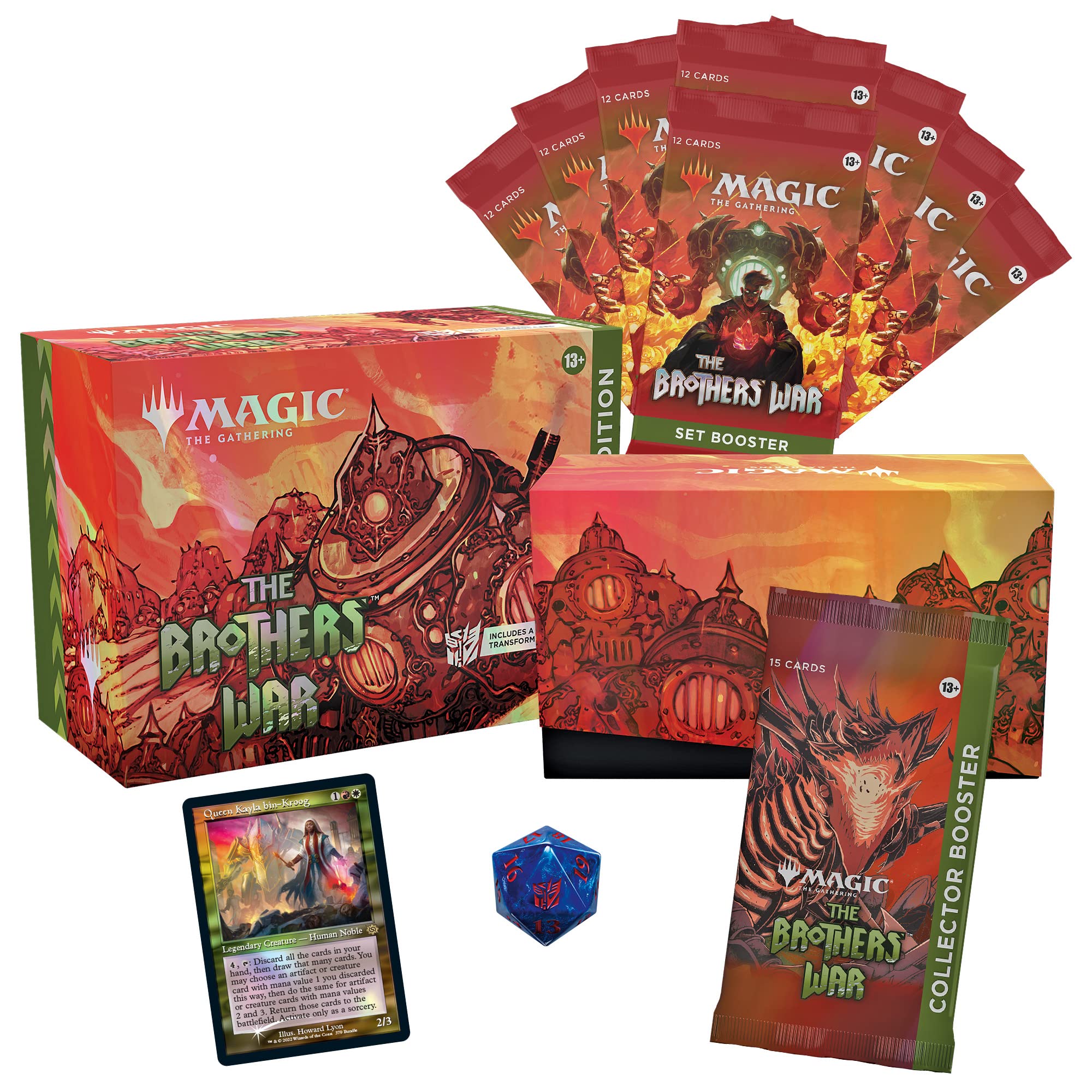 Magic The Gathering The Brothers’ War Gift Bundle, 8 Set Boosters + 1 Collector Booster + Accessories, D03140000, Multicolor