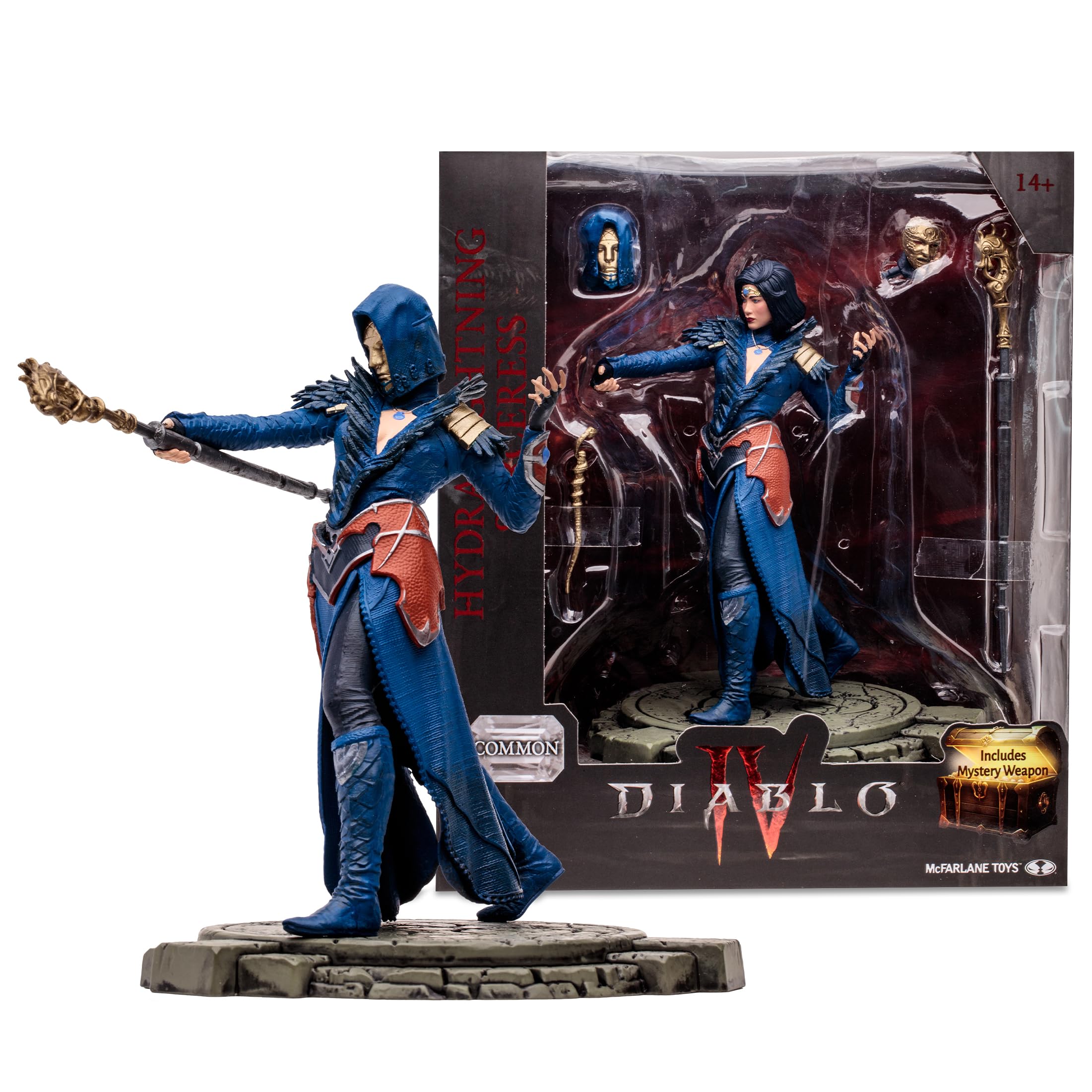 McFarlane Toys Diablo IV Hydra Lightning Sorceress 1:12 Scale Posed Figure with Interchangeable Head, 3 Weapons, Display Base, and Mystery Weapon - Command the Elements in Your Diablo IV Collection