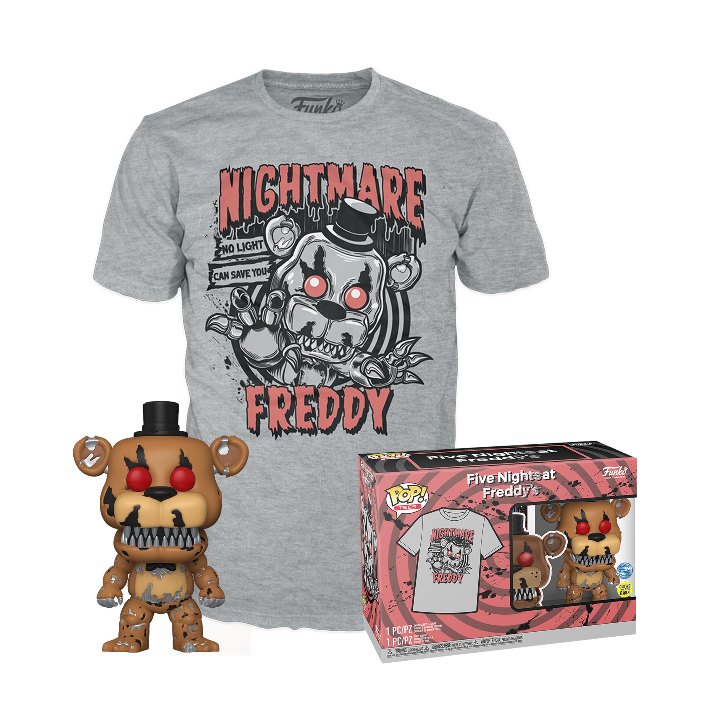 Funko Pop! & Tee: Five Nights At Freddy's (FNAF) - Nightmare Freddy Fazbear - Glow In the Dark - Medium - T-Shirt - Clothes - Gift Idea Unisex