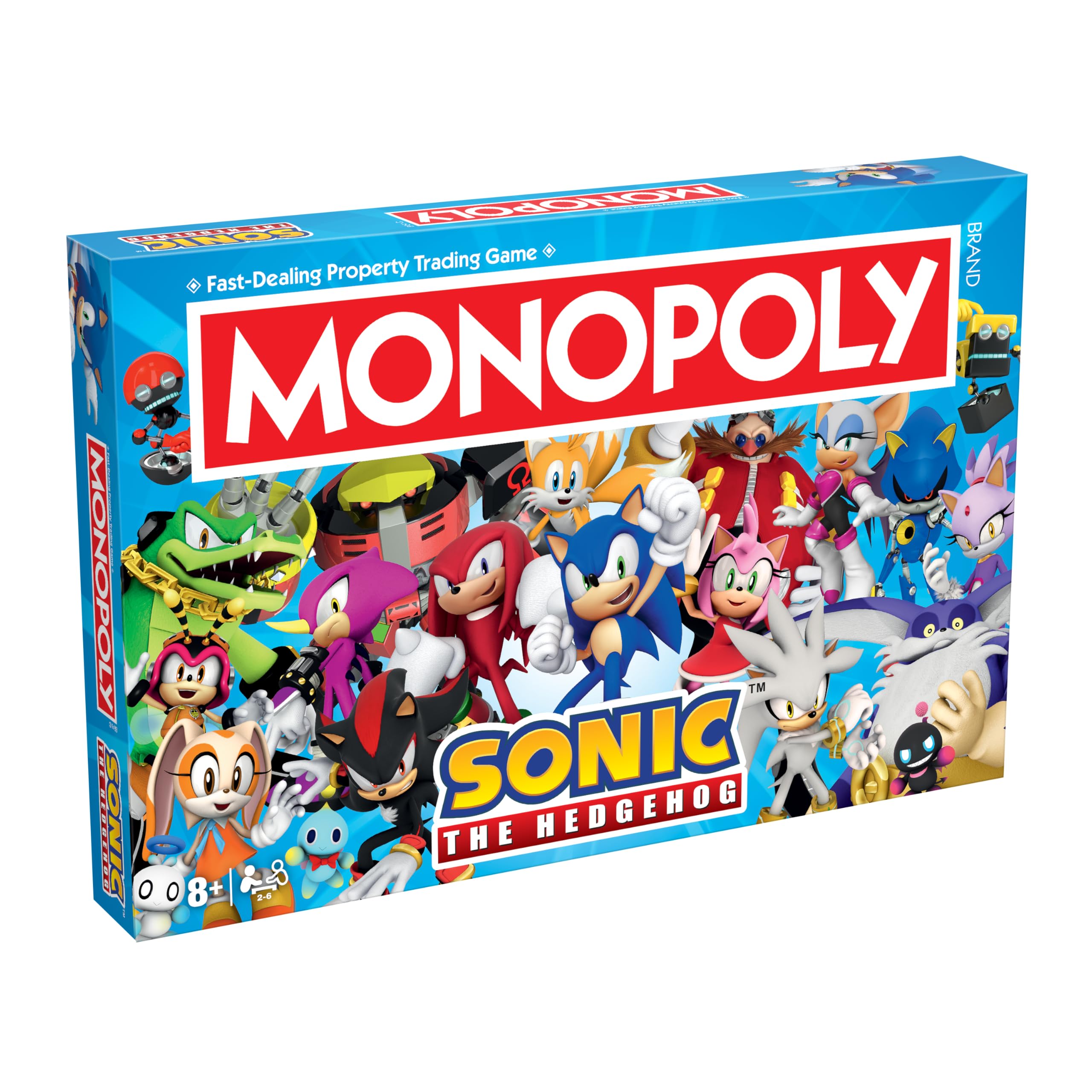 Winning Moves Sonic the Hedgehog Monopoly Board Game for 2–6 players and makes a great gift for fans aged 8 and up