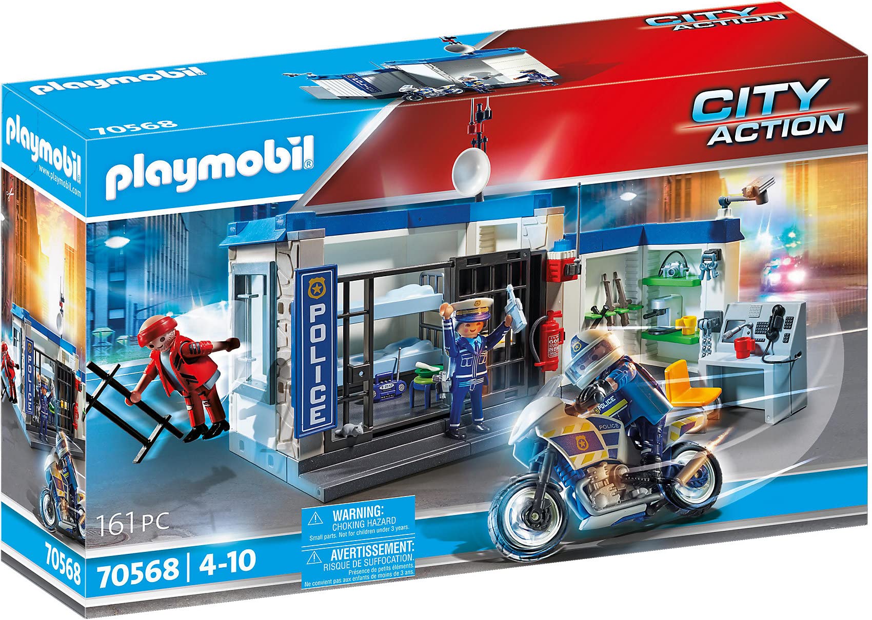 Playmobil 70568 City Action Police Prison Escape with Motorcycle, fun imaginative role play, playset suitable for children ages 4+