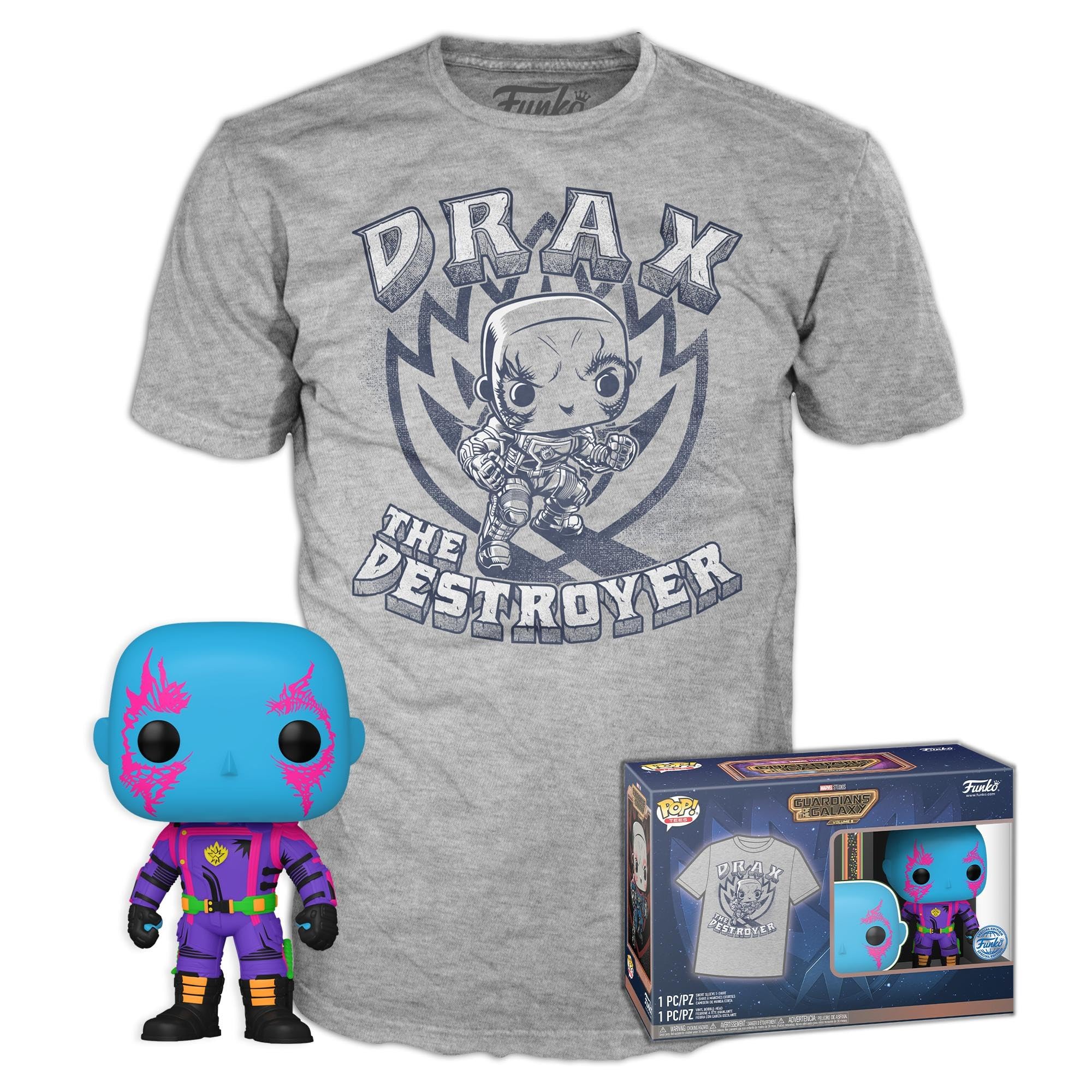 Funko Pop!&Tee: Guardians Of the Galaxy - Drax - Medium - Hot Christmas - T-Shirt - Clothes With Collectable Vinyl Figure - Gift Idea - Toys and Short Sleeve Top for Adults Unisex Men and Women