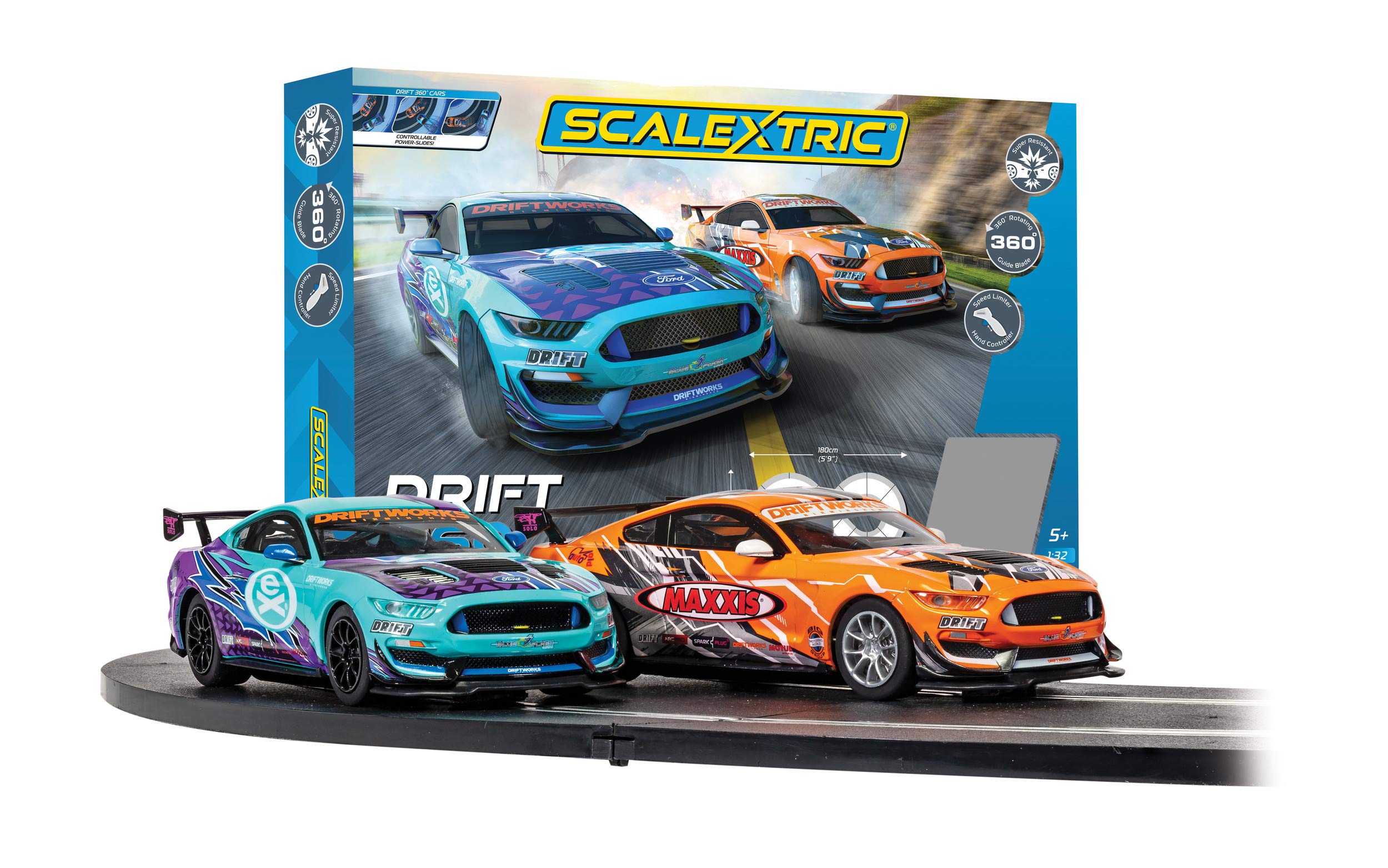 Scalextric Racing Track Sets for Kids - Drift 360 Cars Speed Track - Electric Race Tracks for Boys & Girls 5+, Slot Car Race Tracks - 1:32 Scale Mini Car Racing Sets, Boys Birthday Gifts