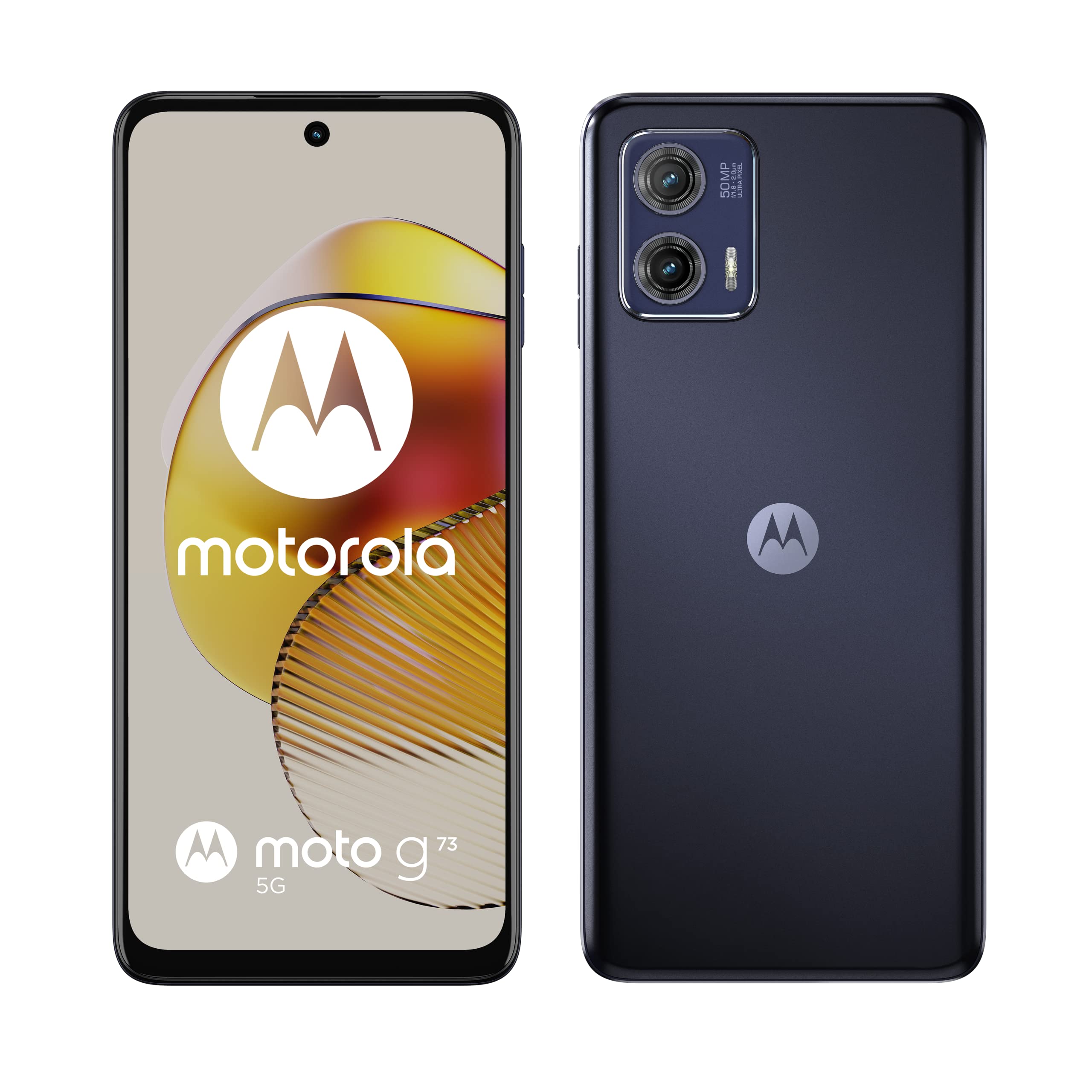 Motorola Moto (g73 5G, 6.5 Inch Full HD 120 Hz Display, Dolby Atmos Stereo Speakers, 5000 mAh Battery, TurboPower Charging, 5G, Octa Core Processor, Android 13, 8/256 GB, Dual SIM), Midnight Blue