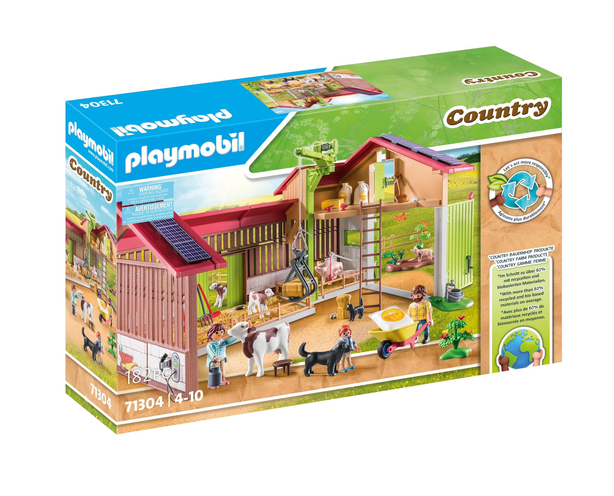 Playmobil 71304 Country Large farm, made of sustainable material with many functions and accessories, fun imaginative role play, playsets suitable for children ages 4+