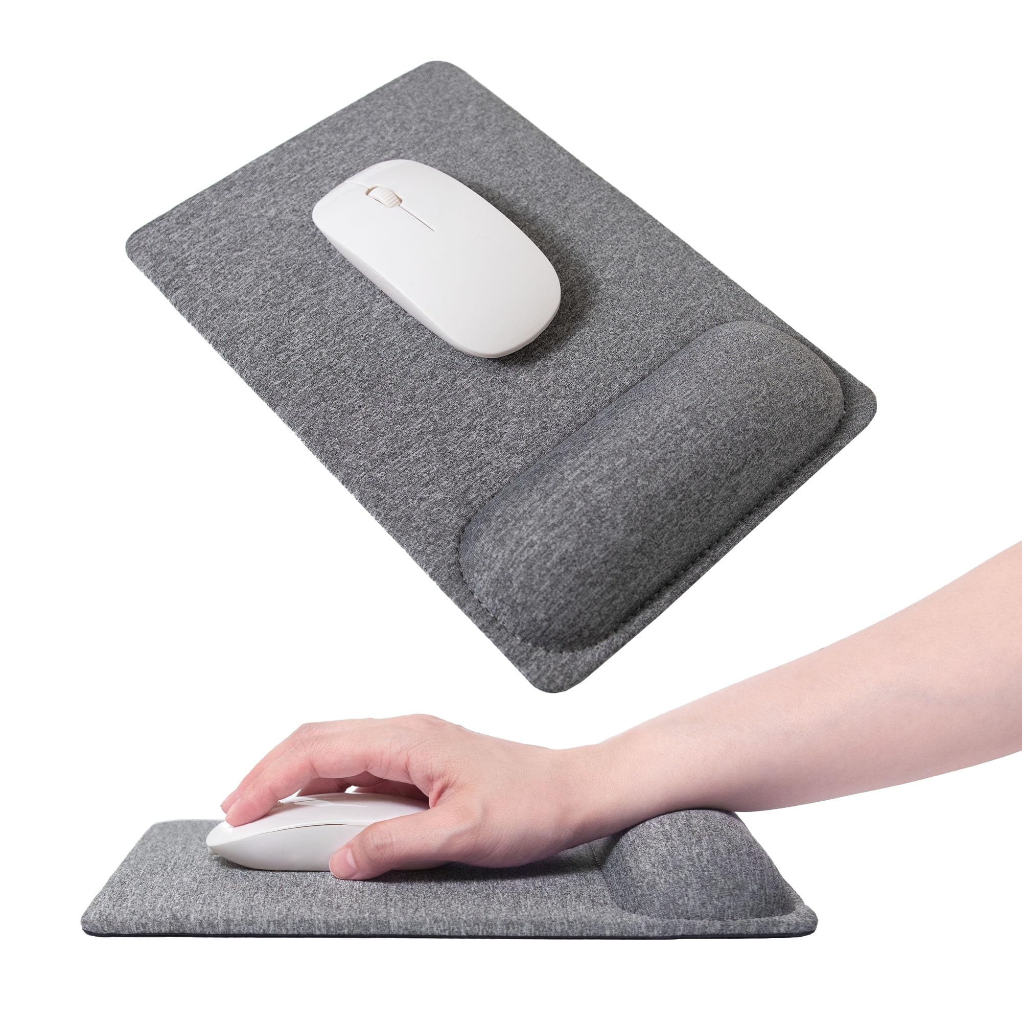 SenseAGE Mouse Mat with Wrist Support, Enlarge Mouse Pad with Wrist Rest, Non-Slip Rubber Base, Smooth Surface, Precise Sliding and Pain Relief, Compatible with Laser and Optical Mice, Gray