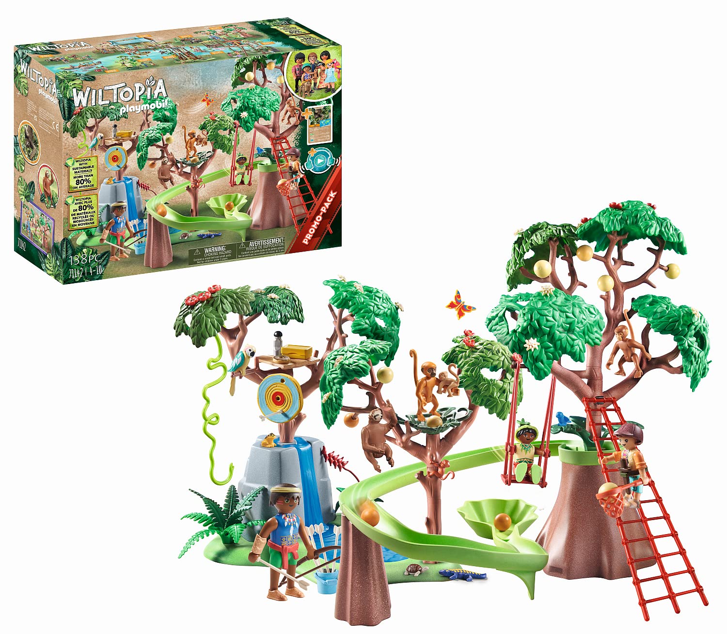 Playmobil 71142 Wiltopia Tropical Jungle Playground, Incl. Waterfall, ball track & Swings, Educational Toys, For the Little and Big Explorers, Sustainable Toy for Children Ages 4+