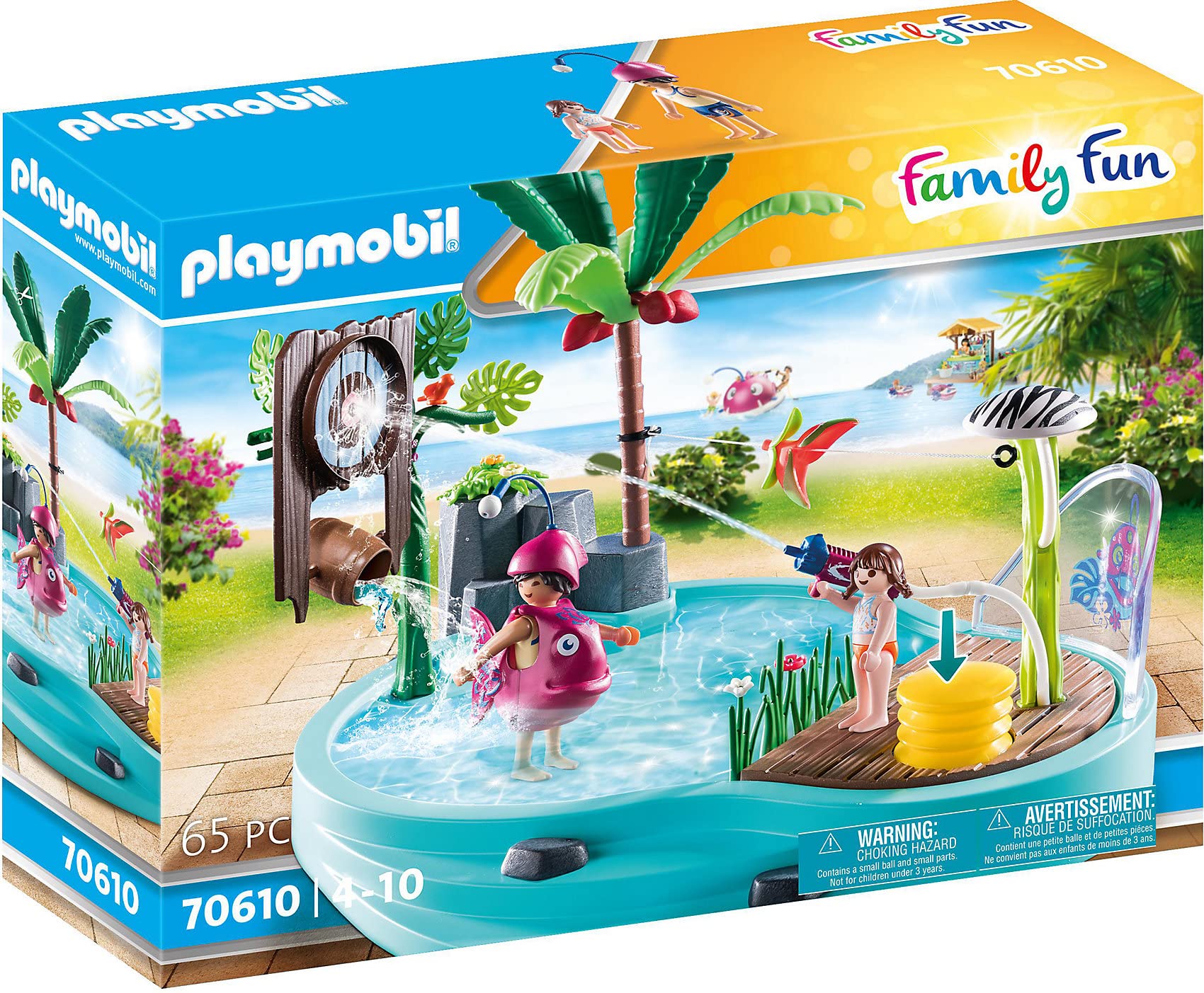 Playmobil 70610 Family Fun Aqua Park Small Pool with Water Sprayer, indoor and Outdoor Water Toy, Exciting and Fun Water Play, Fun Imaginative Role-Play, Playset Suitable for Children Ages 4+