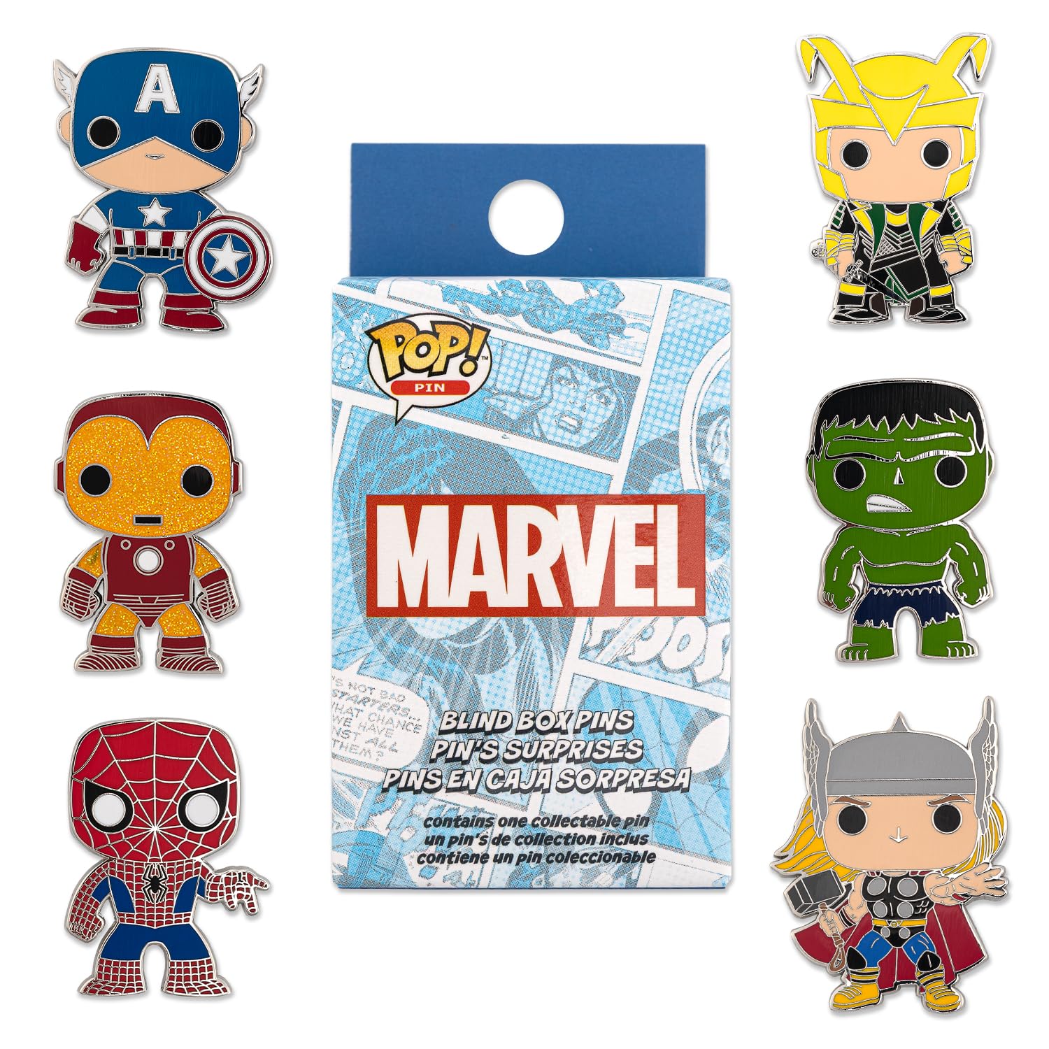 Loungefly Marvel POP! Enamel Pin - 1 Of 12 to Collect - Styles Vary - Avengers - Blind Box Enamel Pins - Cute Collectable Novelty Brooch - for Backpacks & Bags - Gift Idea - Official Merchandise