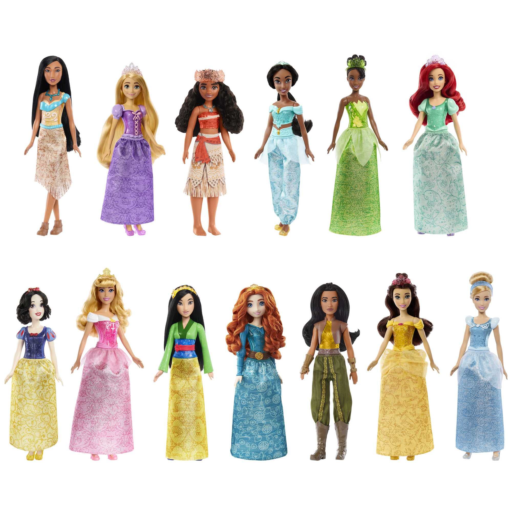 Mattel Disney Princess Toys, 13 Princess Fashion Dolls with Sparkling Clothing and Accessories, Inspired by Disney Movies, Gifts for Kids, HPG74