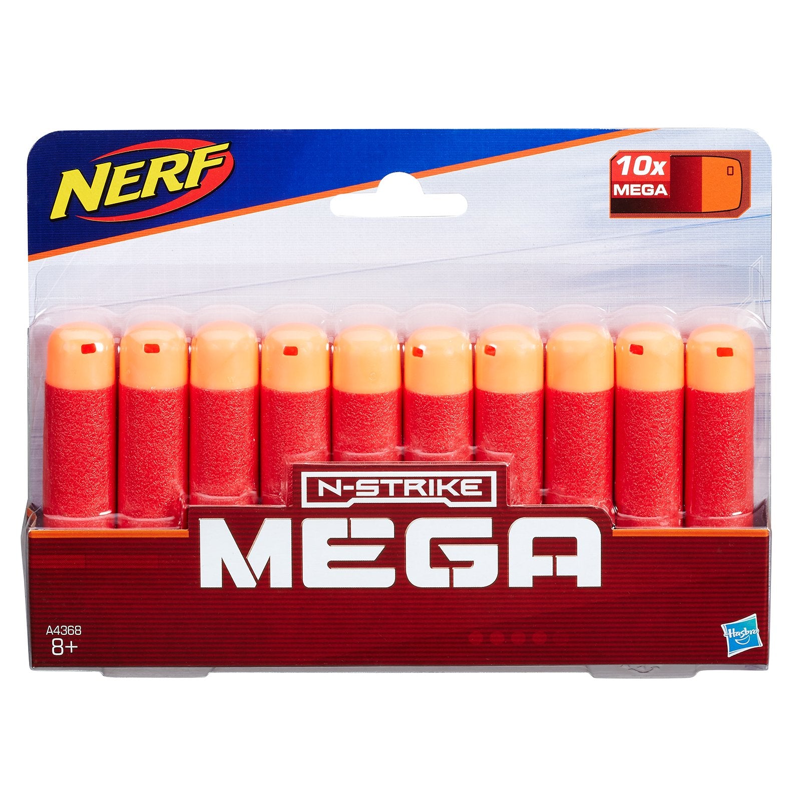 Nerf A4368000 N-Strike Mega Series Dart, 10-Pack Toy Blaster, Red, Standard