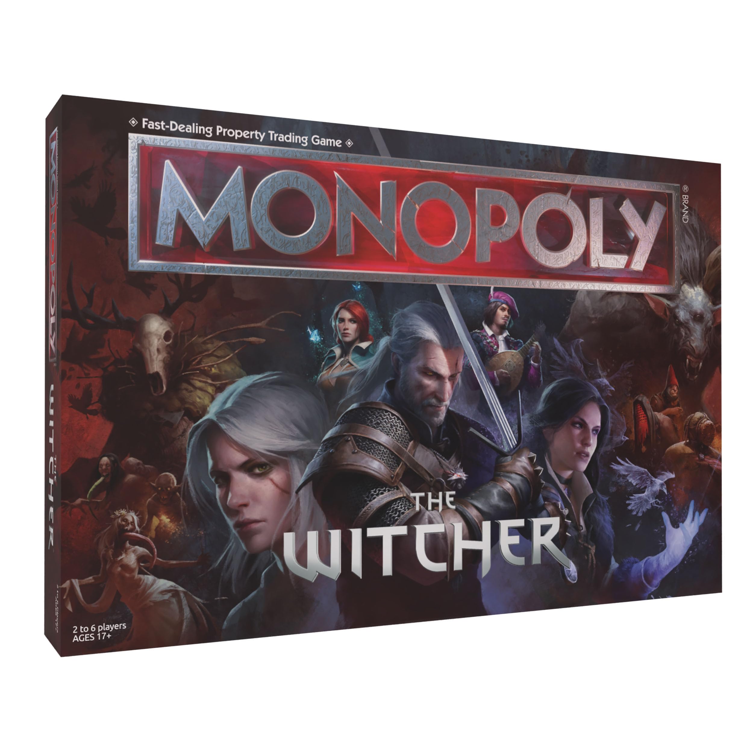 Monopoly The Witcher | Play as Crystal Skull, Flaming Book, Kaer Morhen, Lute and More | Officially Licensed Collectible Game Based On Popular Video Game Franchise