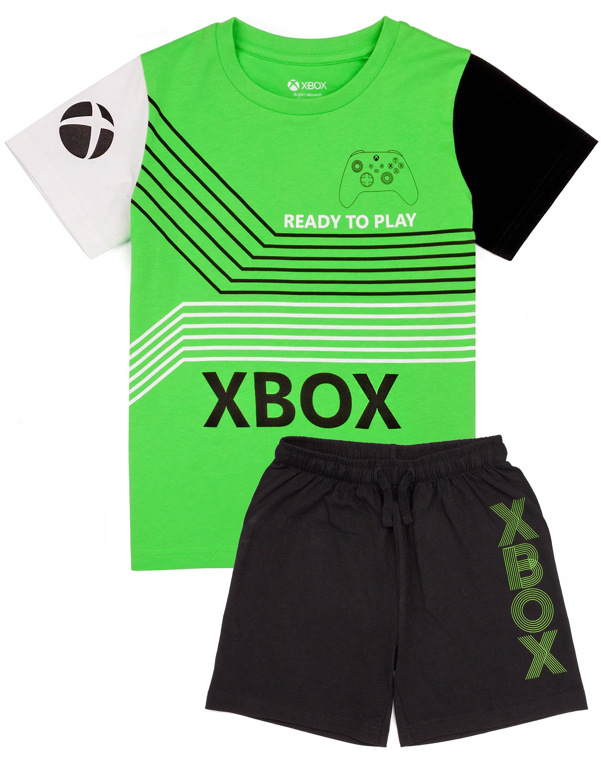 Xbox Pyjamas For Boys | Kids Green OR Black Colour Options T-Shirt & Shorts Gamer Pjs | Game Console Merchandise Gifts 7-8 Years