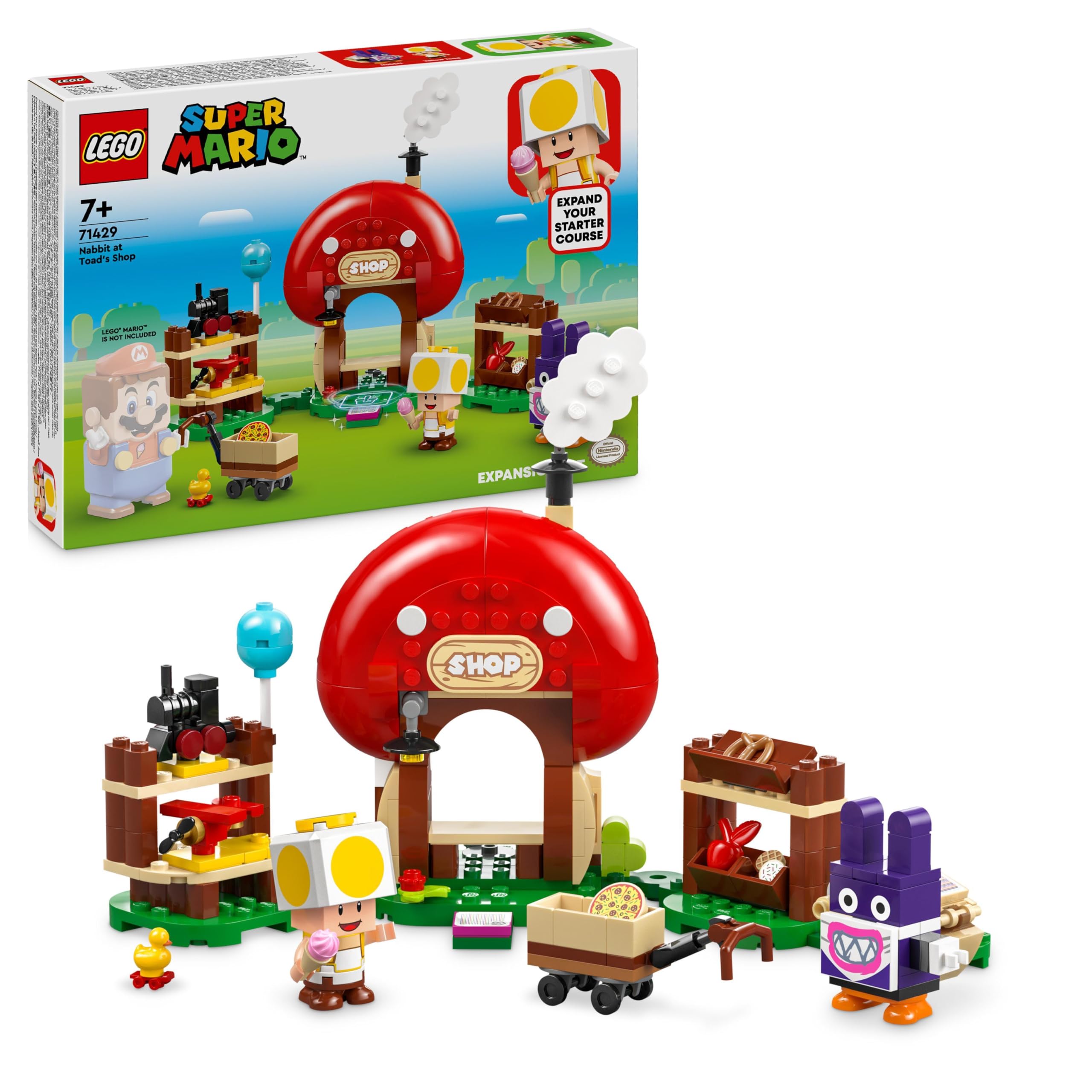 LEGO Super Mario Nabbit at Toad’s Shop Expansion Set, Collectible Toy for 6 Plus Year Old Boys, Girls & Kids, Creative Play with 2 Character figures Incl. Yellow Toad, Small Gift for Gamers 71429