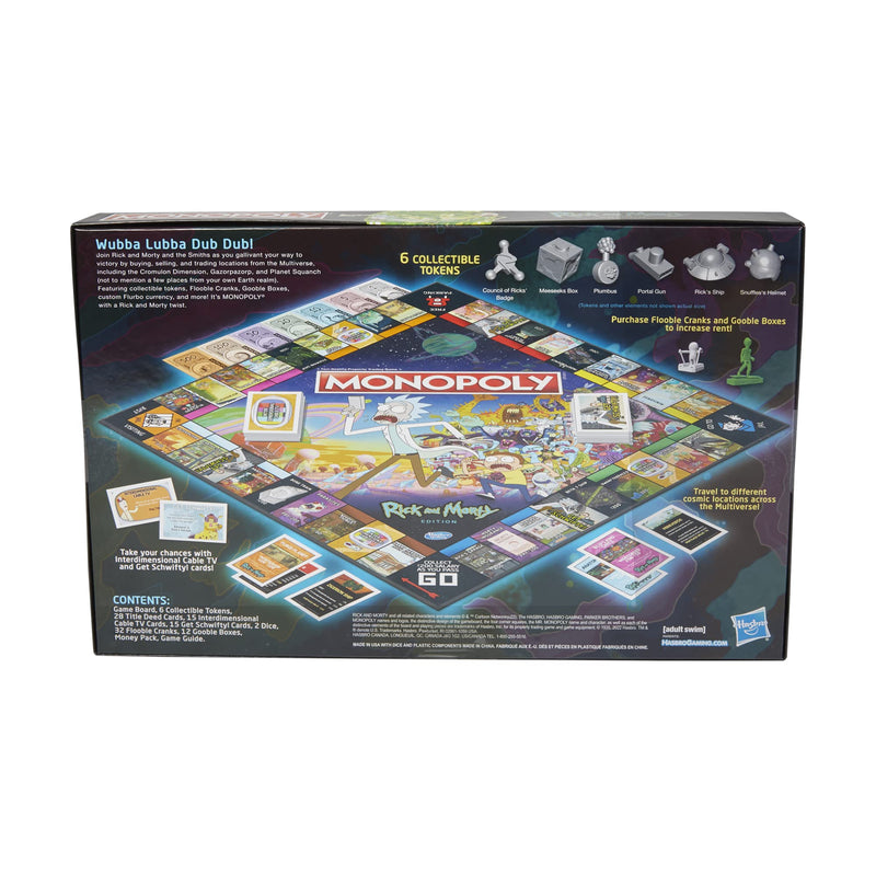 Monopoly: Rick and Morty Edition Board Game, Cartoon Network Game for Families and Teens 17+, Includes Collectible Monopoly Tokens (Amazon Exclusive)