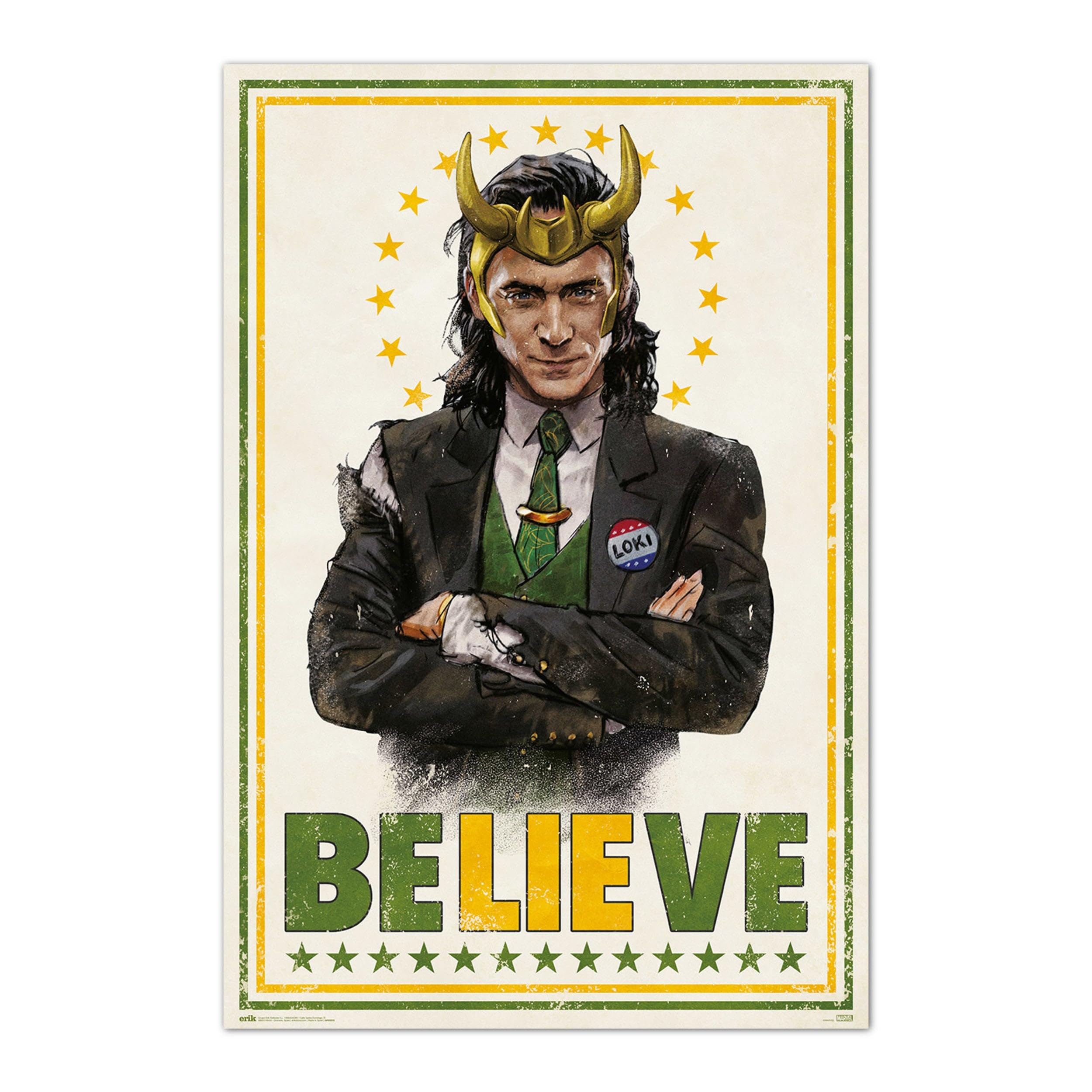 Grupo Erik Marvel Loki Poster - 36 x 24 inches / 91.5 x 61 cm - Marvel Poster - Loki Poster - Shipped Rolled Up - Cool Posters - Art Poster - Posters & Prints - Wall Posters