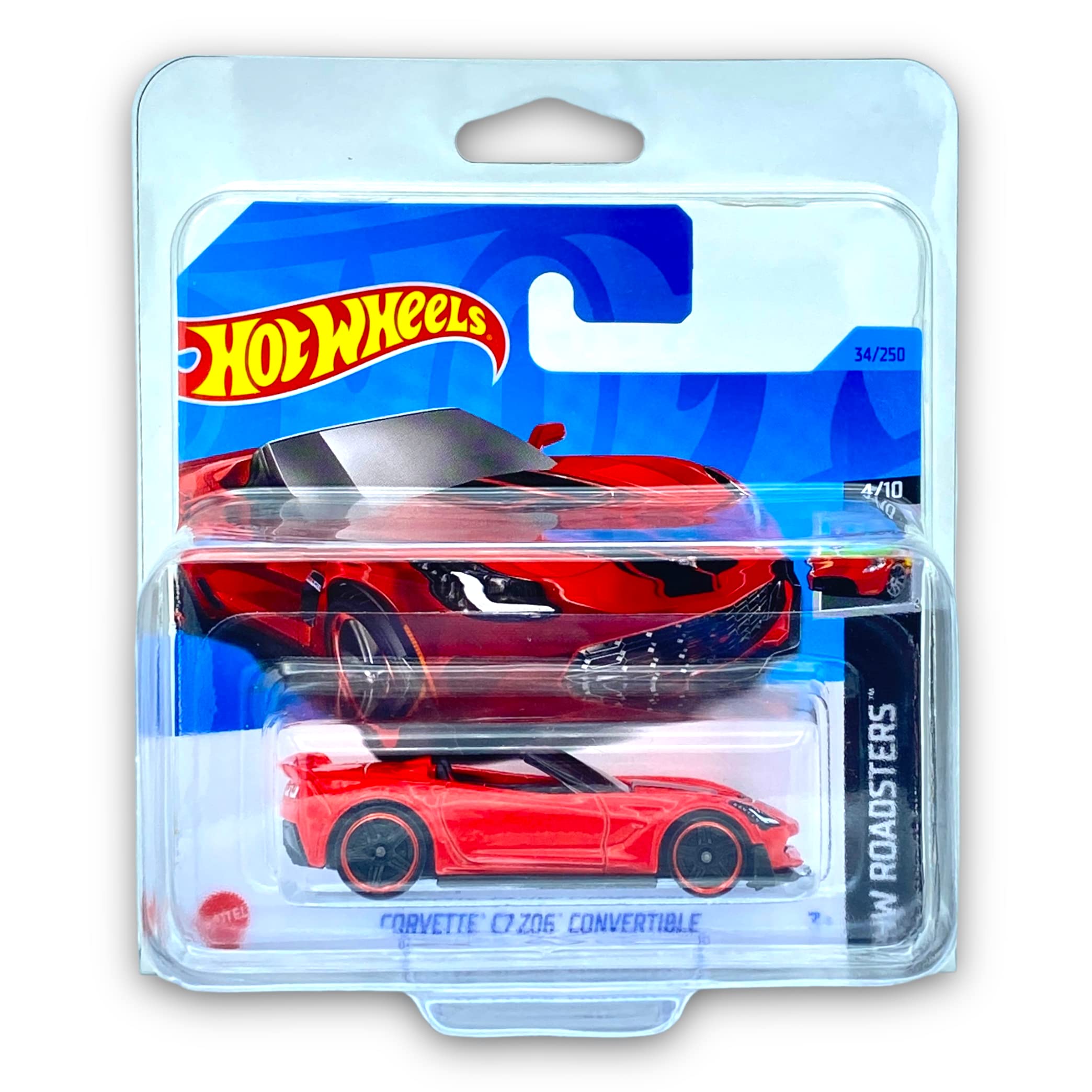 Hot Wheels Corvette C7 Z06 Convertble (Red) 4/10 HW Roadsters 2023-34/250 (Short Card) - COMES IN A KLAS CAR KEEPER PROTECTIVE COLLECTORS CASE - HKH41