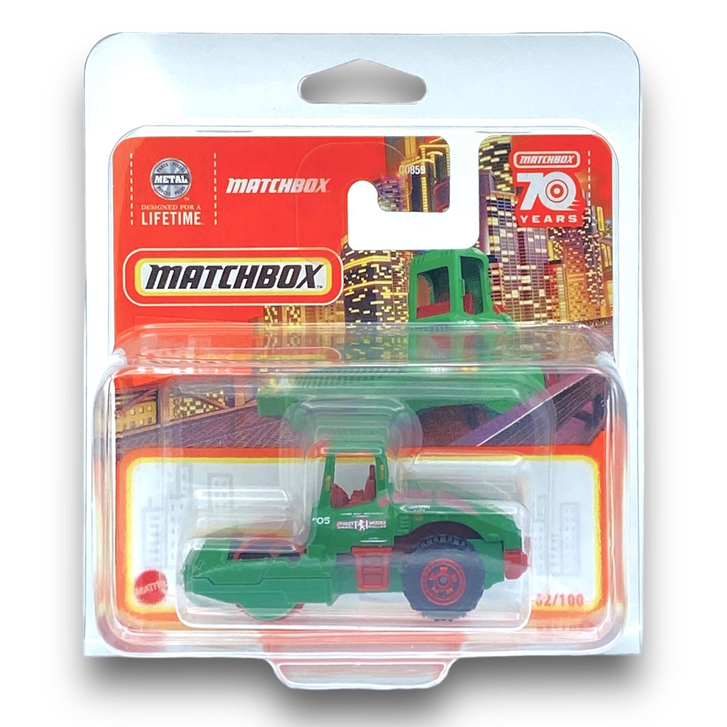 Matchbox Road Roller (Green) - MBX 2023-52/100 (Short Card) - COMES IN A KLAS CAR KEEPER SHORT CARD PROTECTOR CASE - HLC77