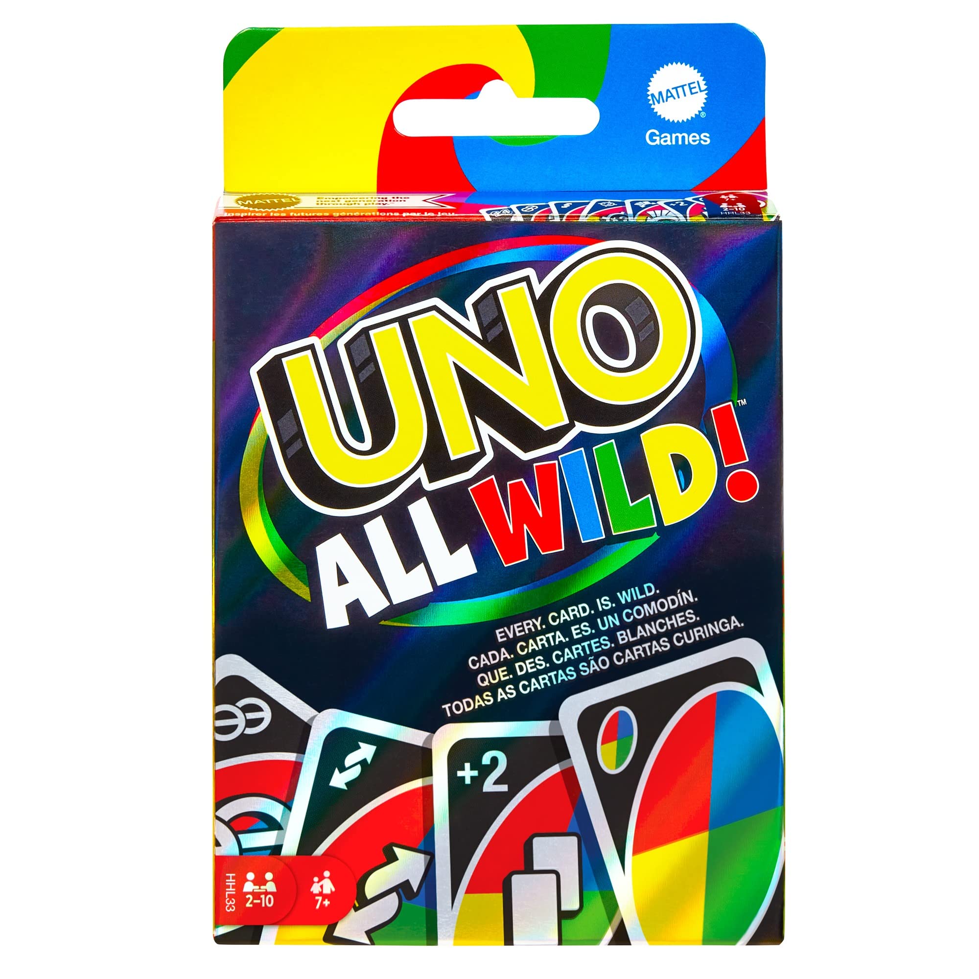 UNO All Wild Card Game with 112 Cards, Gift for Kid, Family & Adult Game Night for Players 7 Years & Older, HHL33