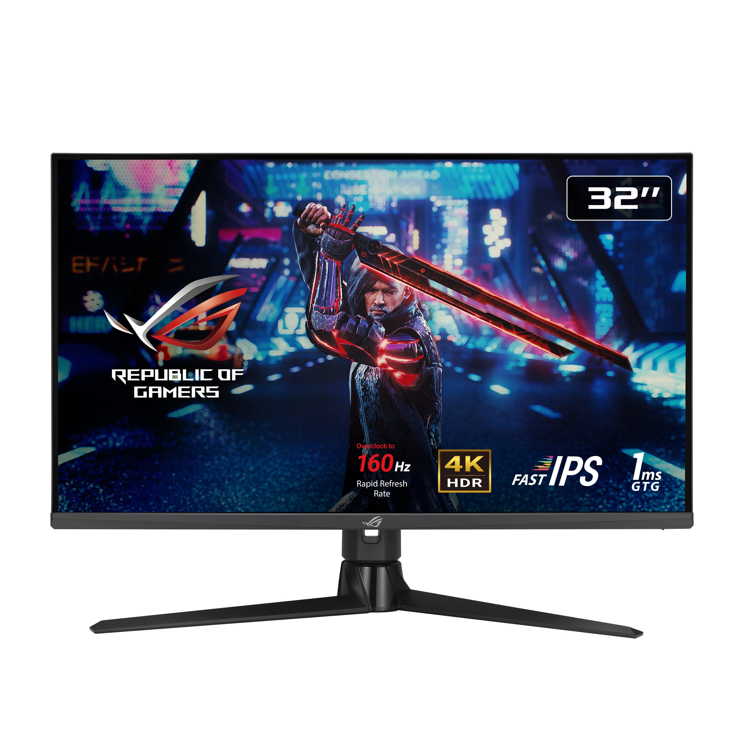 ASUS ROG Strix XG32UQ Gaming Monitor 32", 4K UHD (3840 x 2160), Fast IPS, 160 Hz (OC), 1 ms GTG, NVIDIA G-SYNC Compatible, FreeSync Premium Pro, Variable Overdrive, DisplayHDR 600, DCI-P3, Black