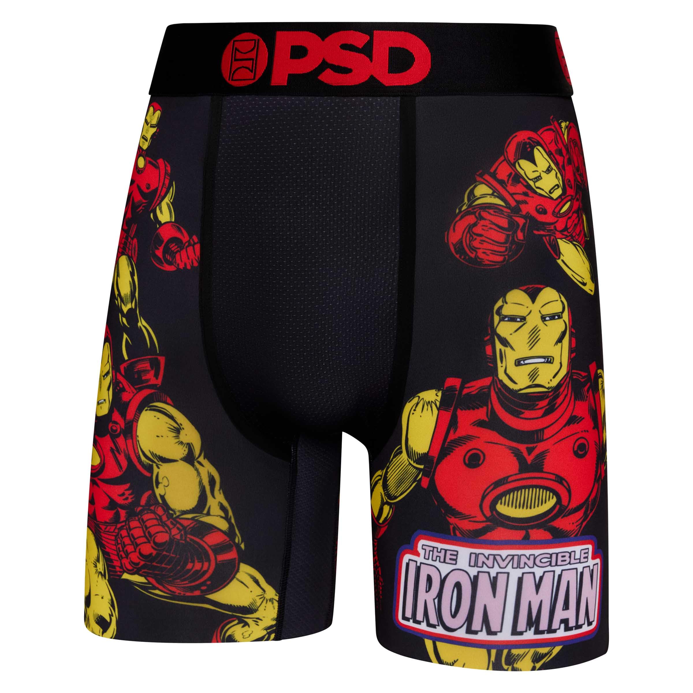 PSD Men's Marvel Print Boxer Briefs - 7 Inch Inseam Breathable and Supportive Men's Underwear with Moisture-Wicking Fabric, The Invincible, L