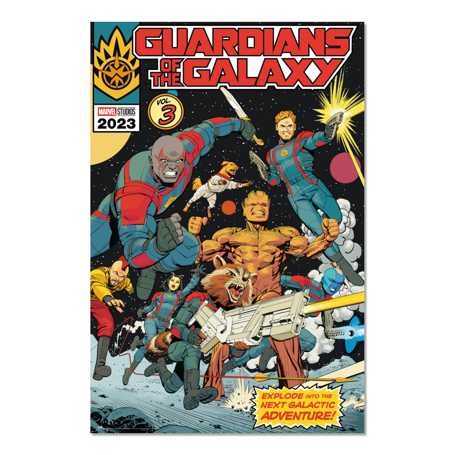 Grupo Erik Marvel Guardians Of The Galaxy Vol 3 Explode Into The Next Galactic Adventure Poster - 36 x 24 inches / 91.5 x 61 cm - Shipped Rolled Up - Cool Posters - Art Poster - Wall Posters