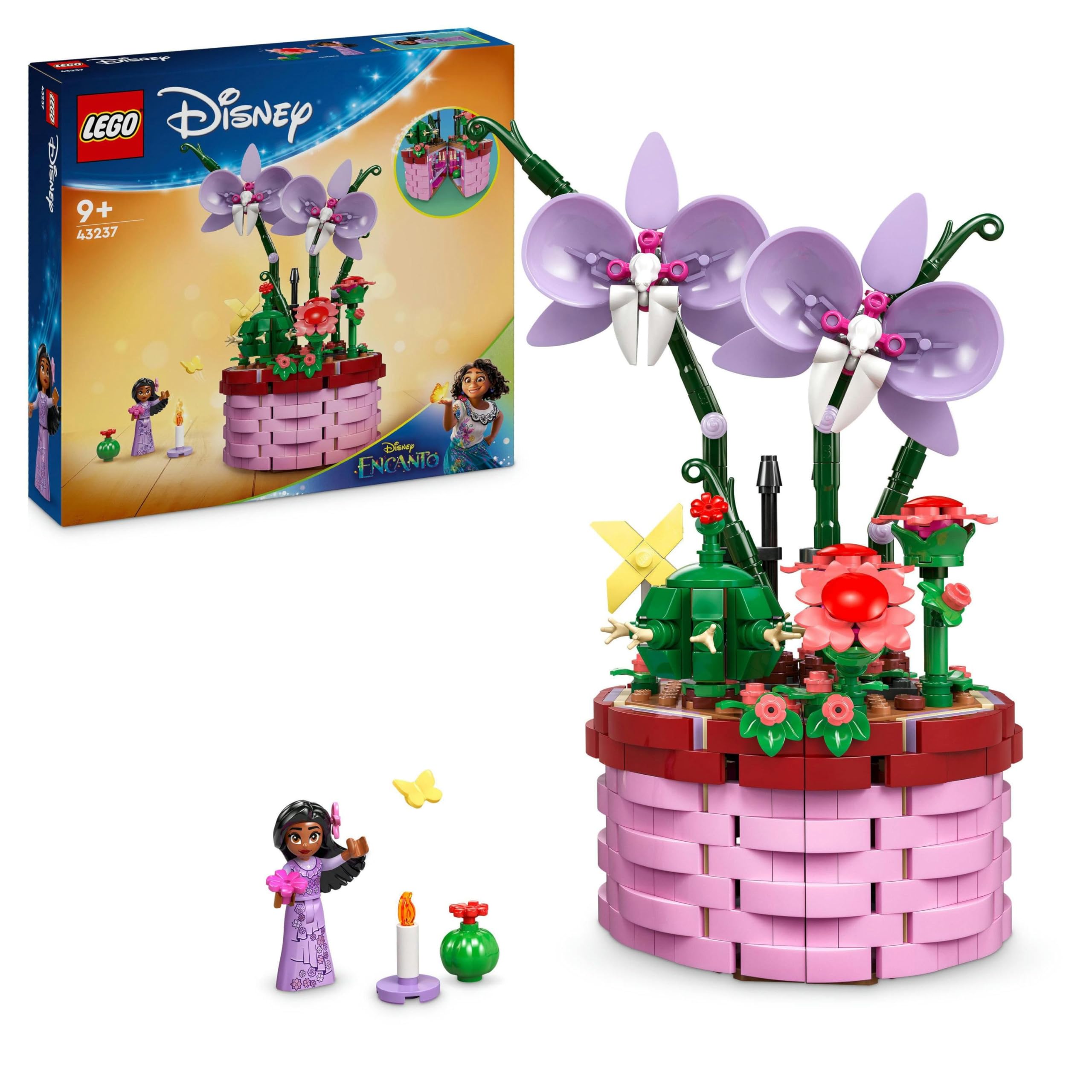 LEGO | Disney Encanto Isabela’s Flowerpot, Buildable Orchid Flower Toy for 9 Plus Year Old Kids, Girls & Boys, with Film Character Mini-Doll Figure, and Cactus, Fun Birthday Gift 43237