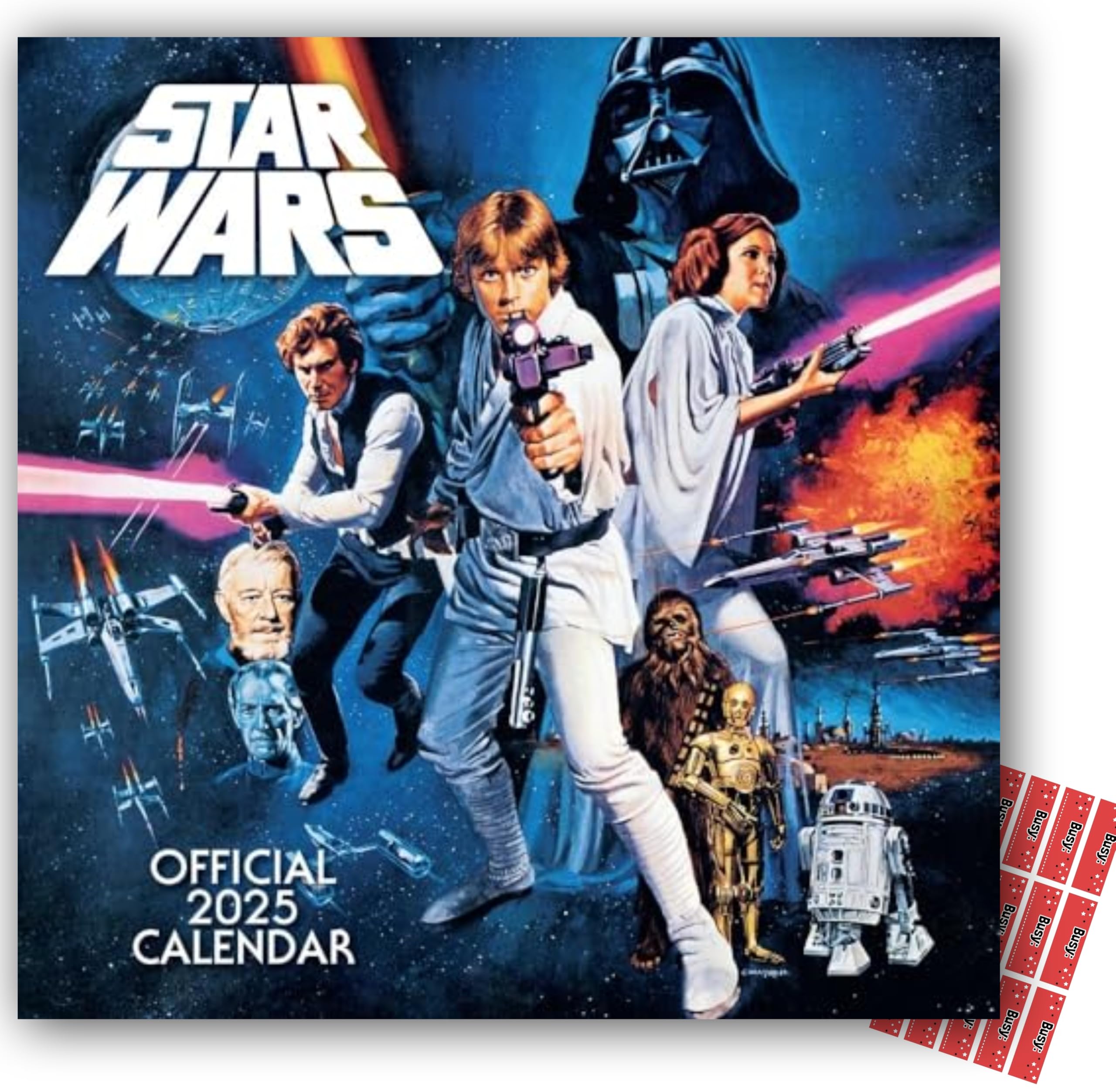 Star Wars Classic Calendar 2025 Square Wall Calendar Gift Present with Free Organising Stickers