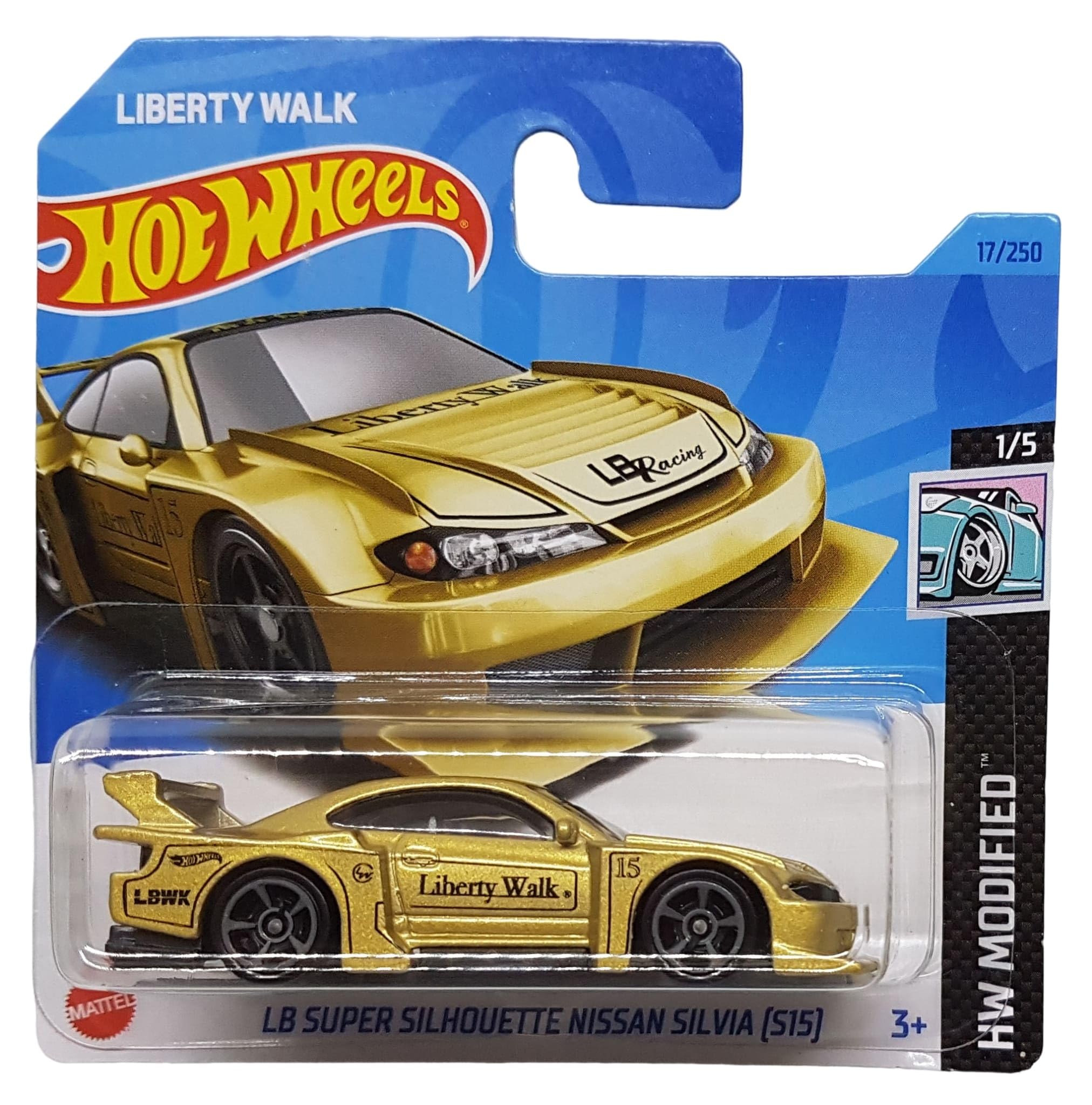 Hot Wheels - LB Super Silhouette Nissan Silvia [S15] - HW Modified 1/5 - HKK47 - Short Card - Liberty Walk LBWK - Gold Metallic - Mattel 2023