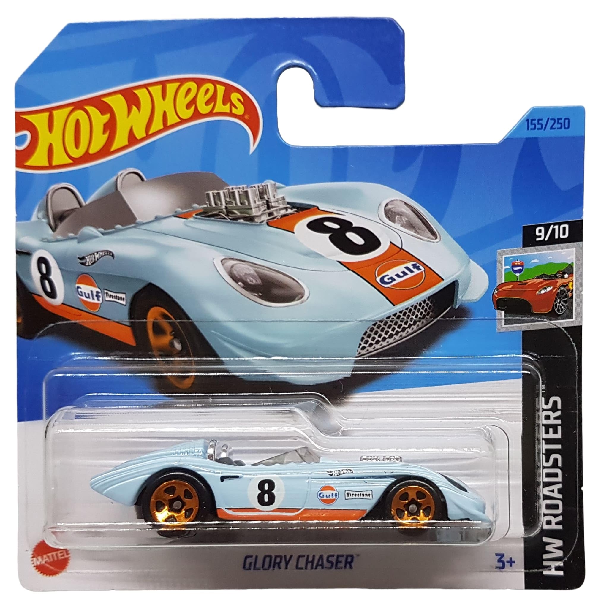 Hot Wheels - Glory Chaser - HW Roadsters 9/10 - HKH42 - Short Card - Gulf - Firestone - Mattel 2023