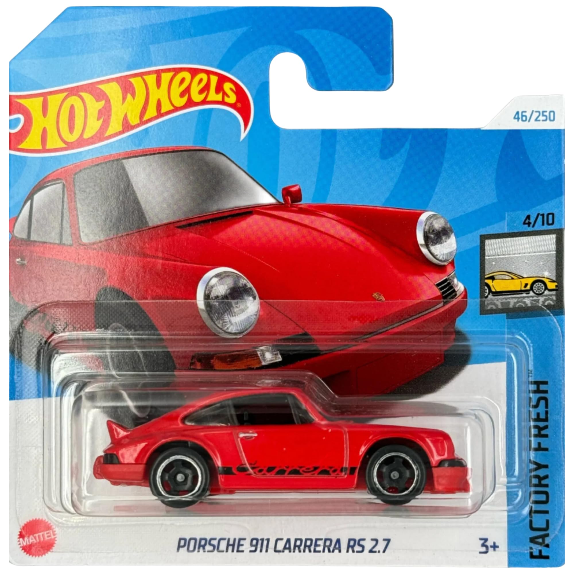 Hot Wheels Factory Fresh 4/10 - Porsche 911 Carrera RS 2.7 1:64 Scale Diecast Model Vehicle - HTD08, Short Card, Red