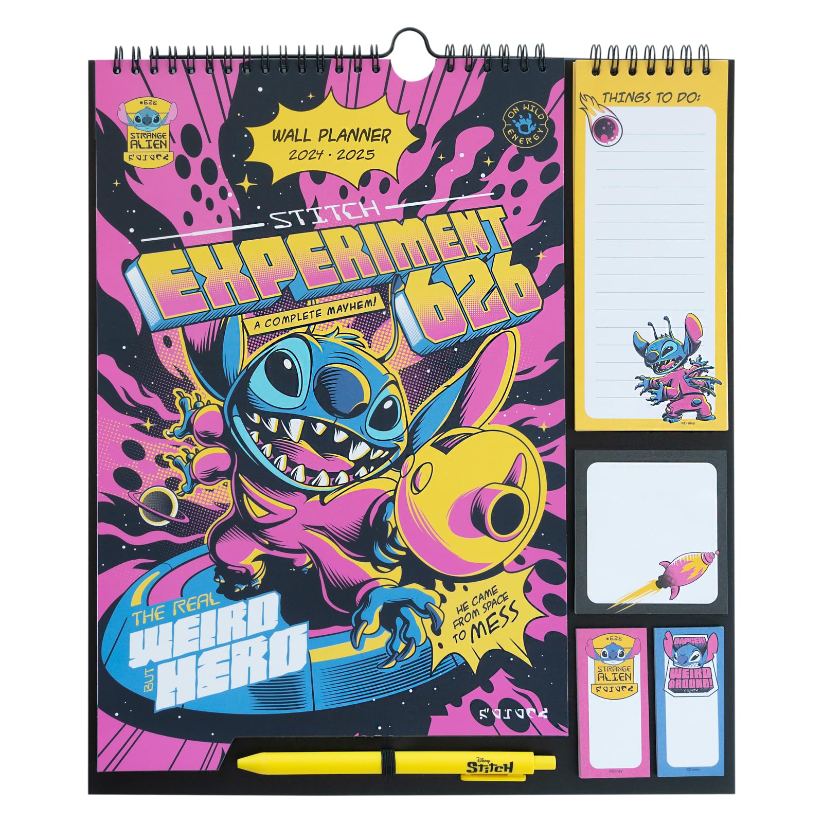 Grupo Erik Disney Stitch Wall Planner 2025 | Monthly Planner 16 Months Sep 2024 - Dec 2025 | 11.8 x 13.4 inches - 30 x 34 cm | With Stickers/Pen/Shopping List | Stitch Gifts | Stitch Disney Gifts