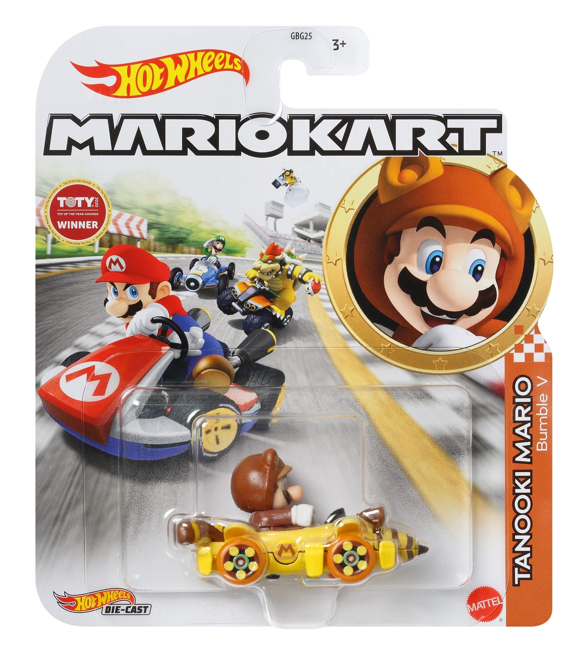 Hot Wheels Mario Kart Tanooki Mario with Bumble V Mattel 2022