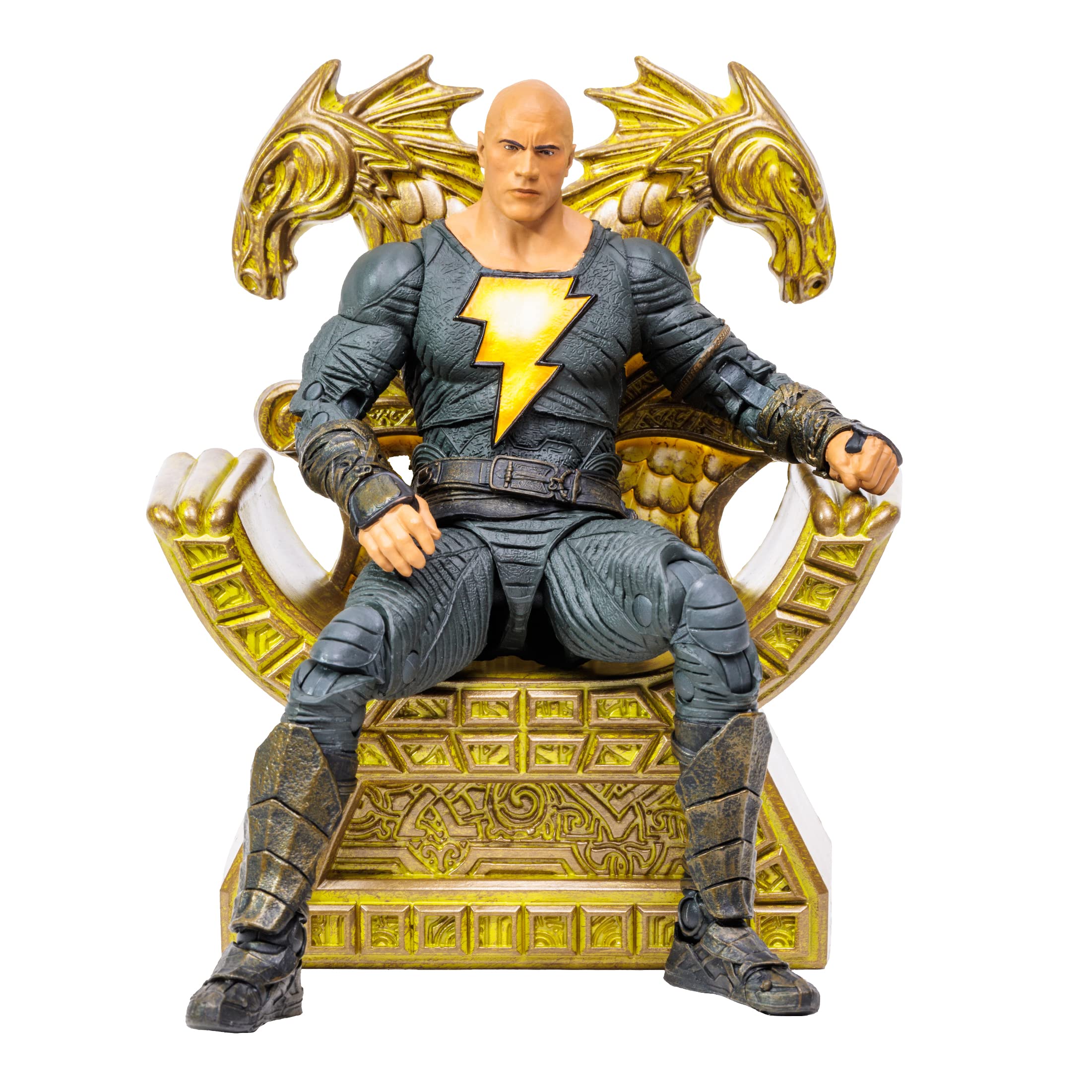 McFarlane Toys, 7-Inch DC Black Adam Action Figure with 22 Moving Parts, Collectible DC Black Adam Movie Figure with Throne, Stand Base and Unique Collectible Character Card – Ages 12+