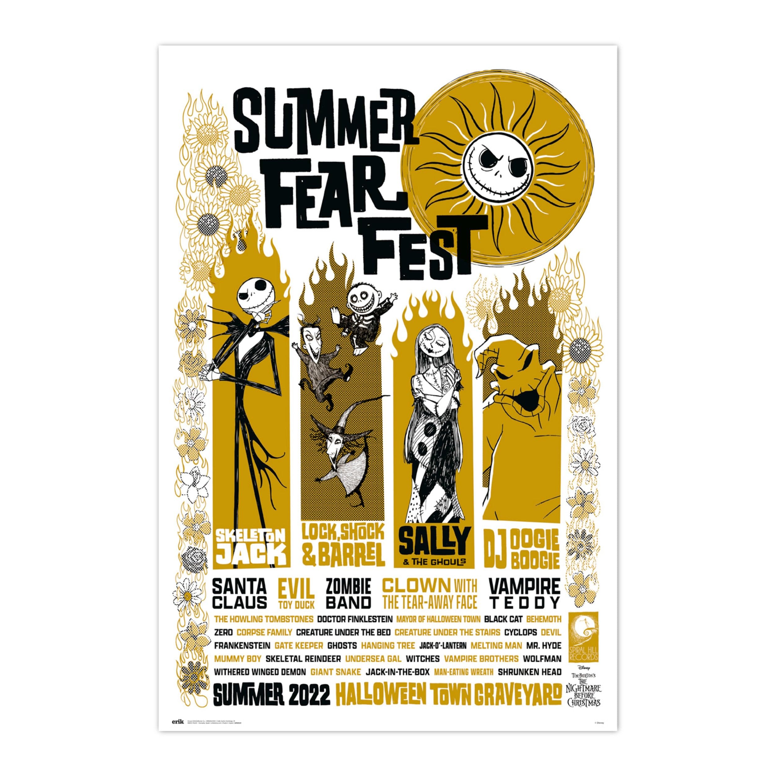 Grupo Erik Disney Nightmare Before Christmas Summer Fear Fest Poster - 36 x 24 inches / 91.5 x 61 cm - Shipped Rolled Up - Cool Posters - Art Poster - Posters & Prints - Wall Posters