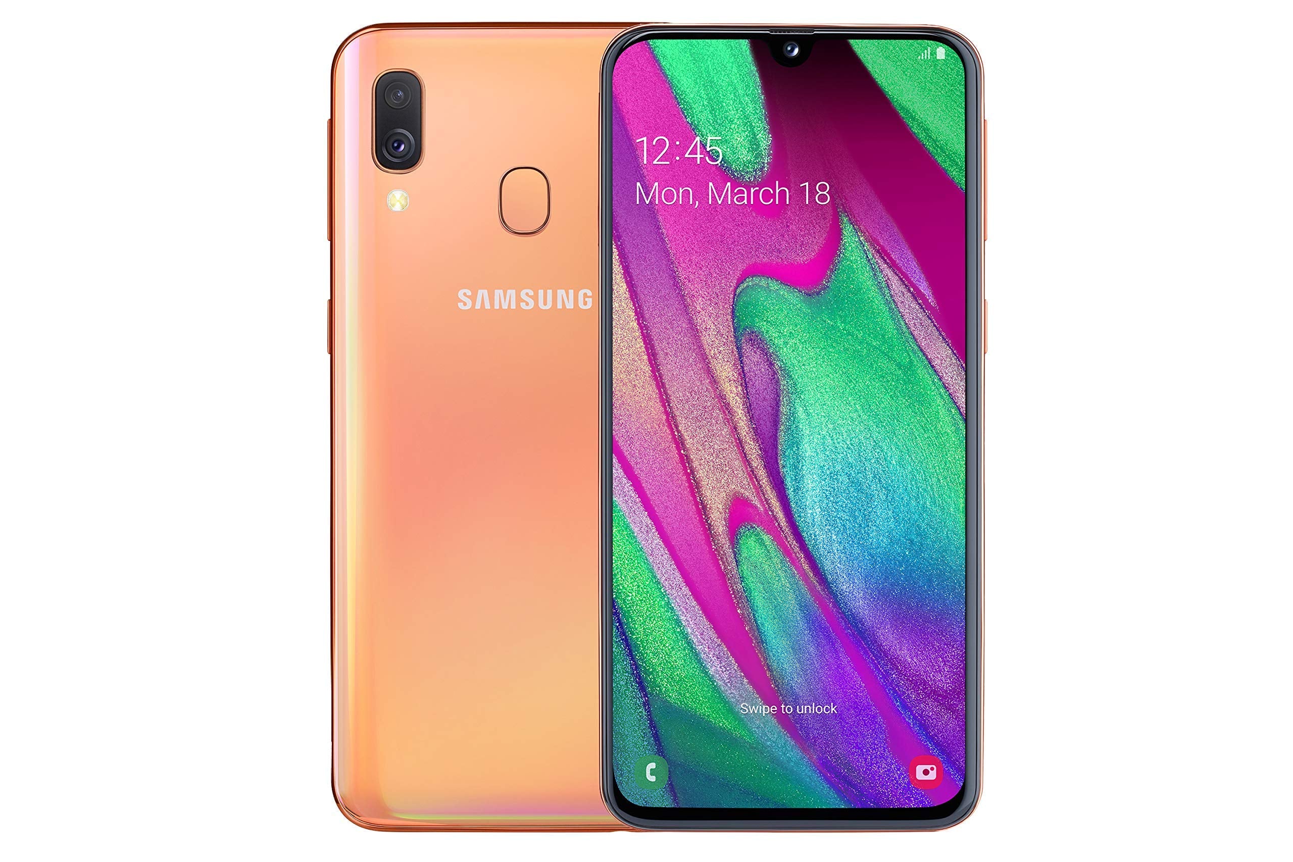 Samsung Galaxy A40, 64GB Unlocked Coral (Renewed)