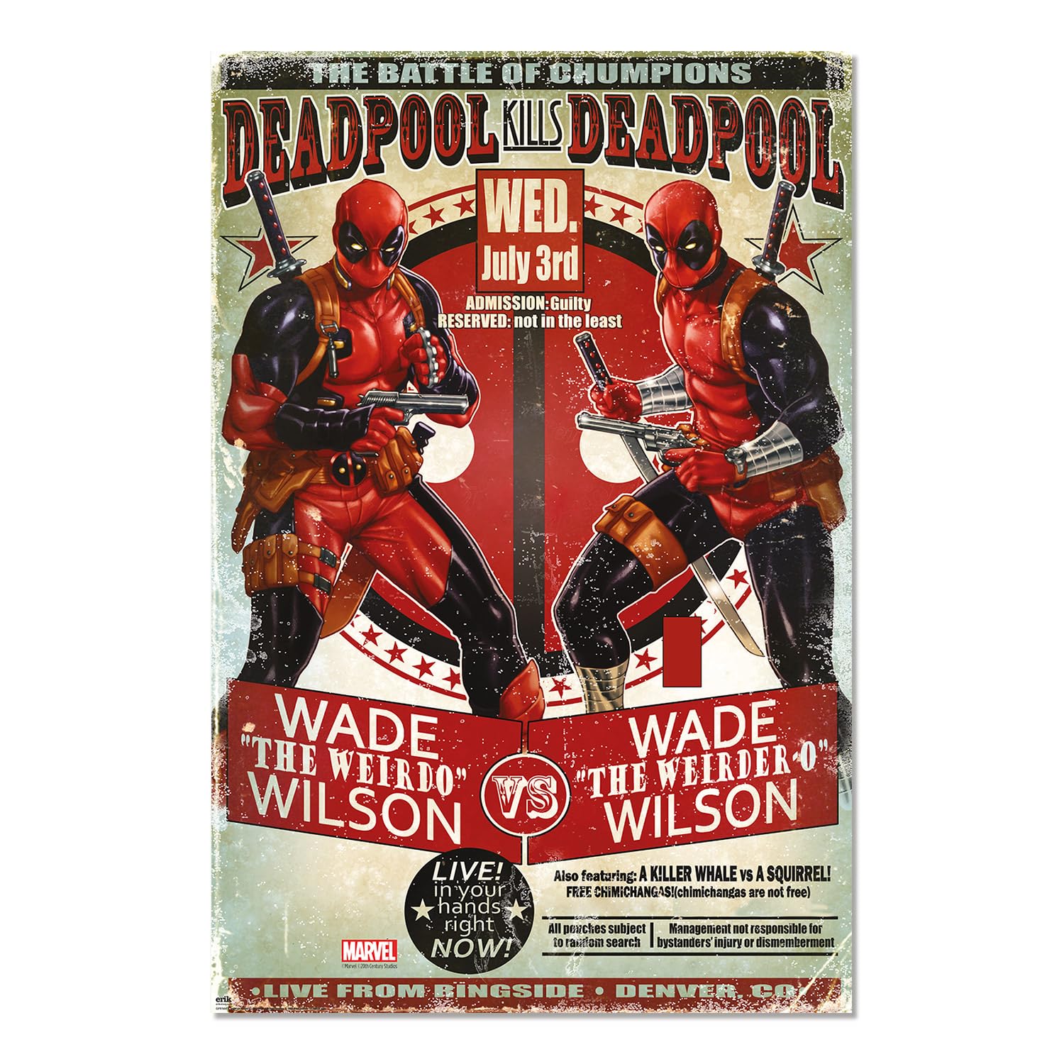 Grupo Erik Marvel Deadpool Poster - 36 x 24 inches / 91.5 x 61 cm - Shipped Rolled Up - Cool Posters - Art Poster - Posters & Prints - Wall Posters