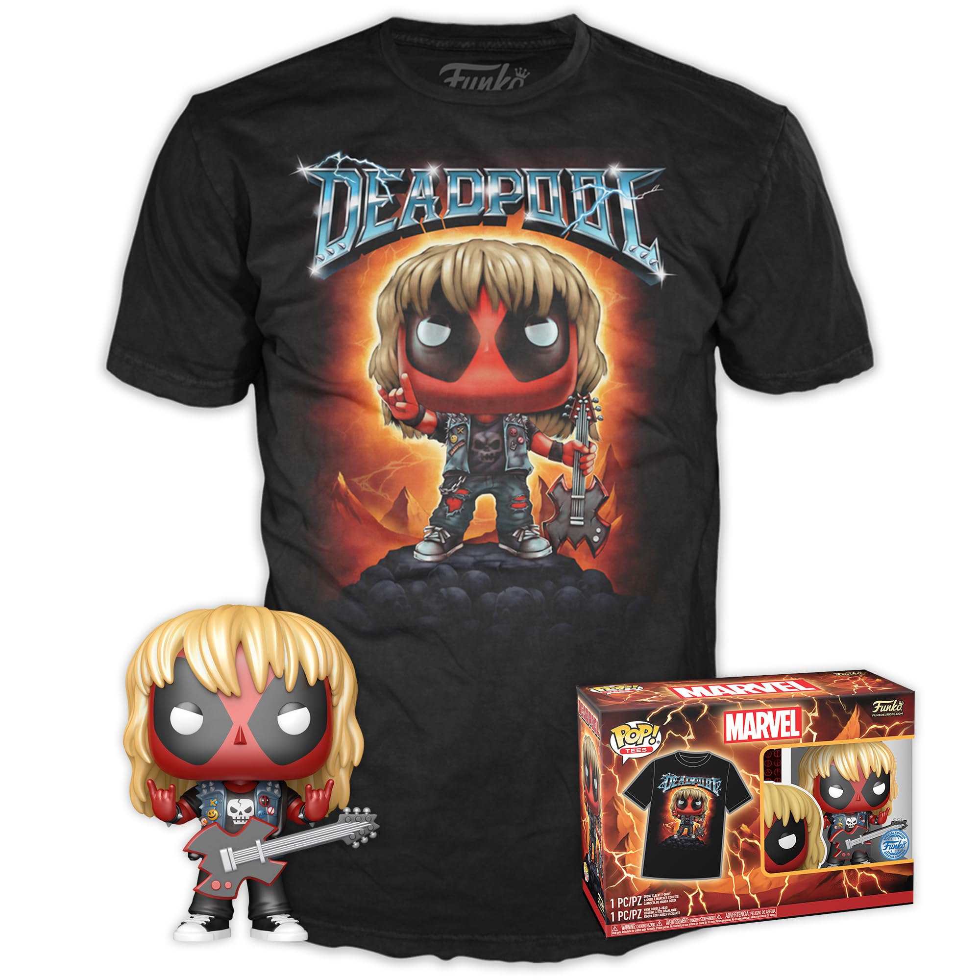 POP & Tee: Deadpool- Heavy Metal - Small - Collectable Vinyl Figure - Official Merchandise - Toys for Kids & Adults - Movie Fans - Model Figure for Collectors