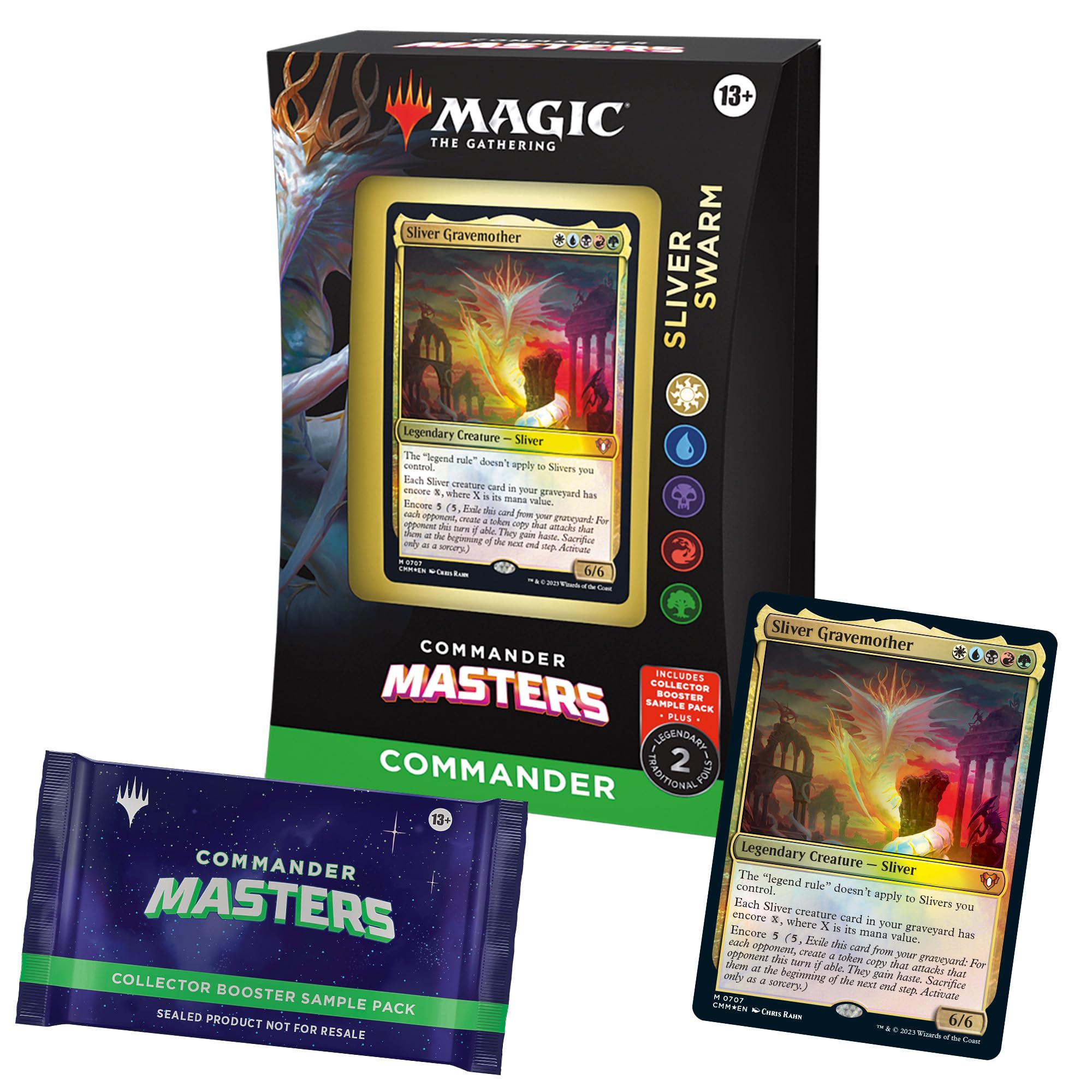 Magic: The Gathering Commander Masters Commander Deck - Sliver Swarm (100-Card Deck, 2-Card Collector Booster Sample Pack & Accessories)