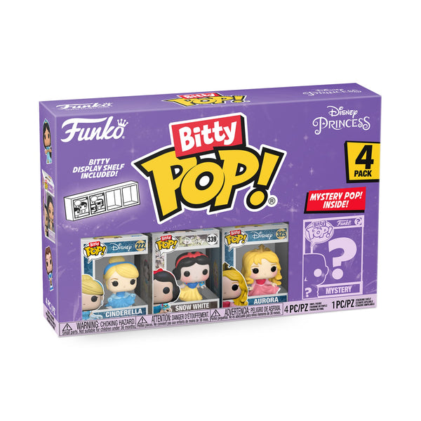 Funko Bitty POP! Disney Princess - Cinderella, Snow White, Aurora and A Surprise Mystery Mini Figure - 0.9 Inch (2.2 Cm) Collectable - Stackable Display Shelf Included - Gift Idea - Cake Topper