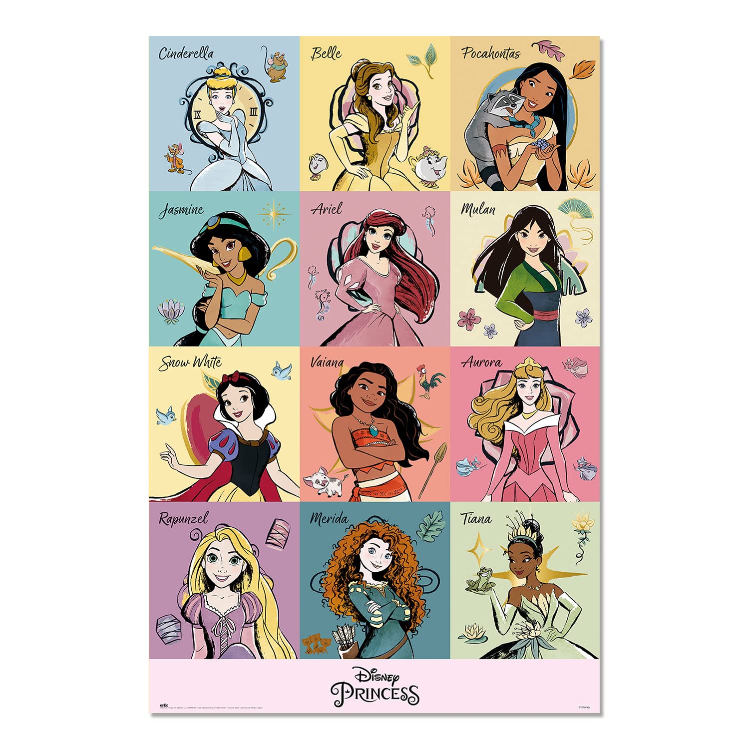 Grupo Erik Disney Princess Brush Strokes Poster - 36 x 24 inches / 91.5 x 61 cm - Shipped Rolled Up - Cool Posters - Art Poster - Posters & Prints - Wall Posters - Disney Poster