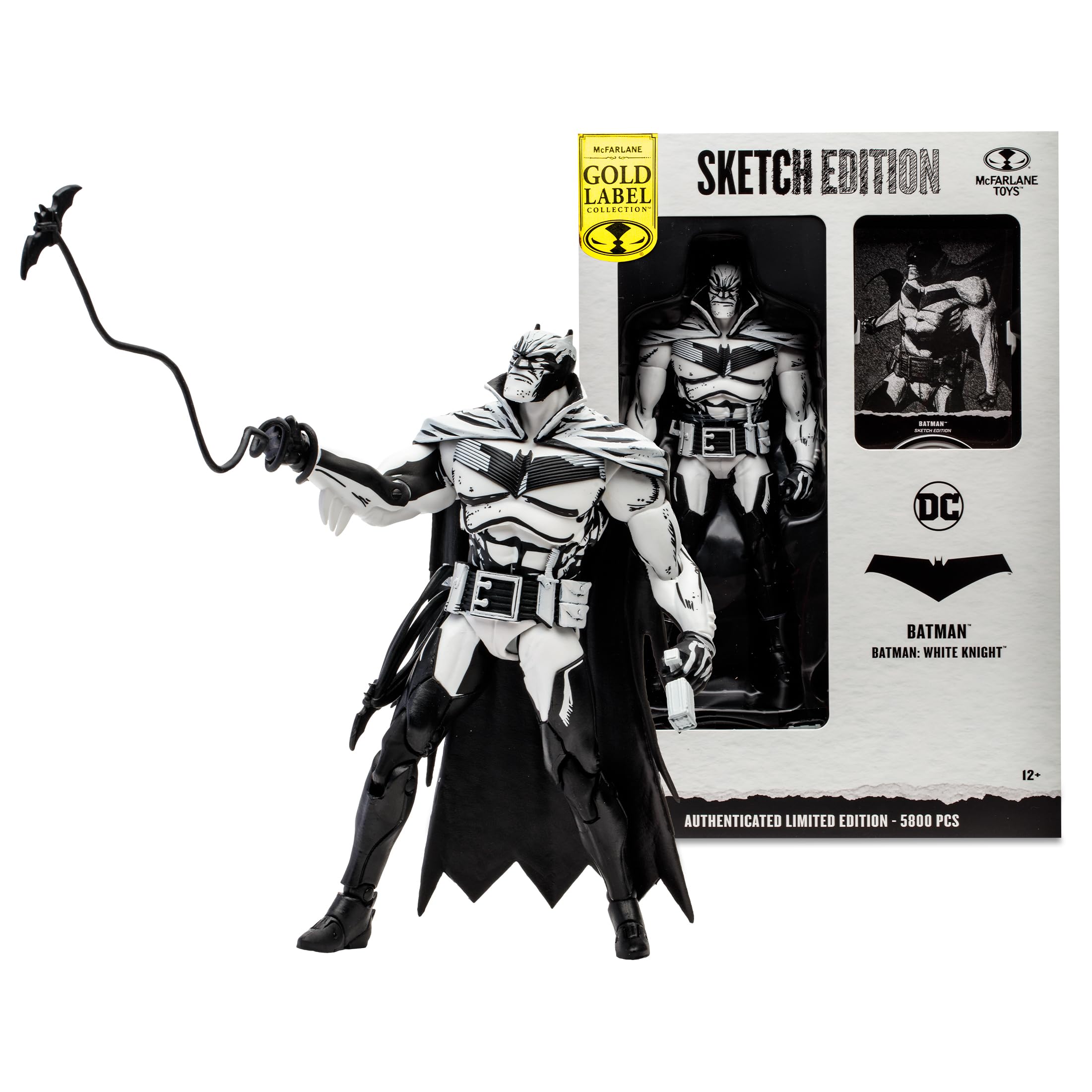 McFarlane Toys DC Multiverse 7" - Batman (Batman: White Knight) Line Art Action Figure - Incredibly Detailed 7” Scale Figure - Designed with Ultra Articulation - Includes Multiple Accessories