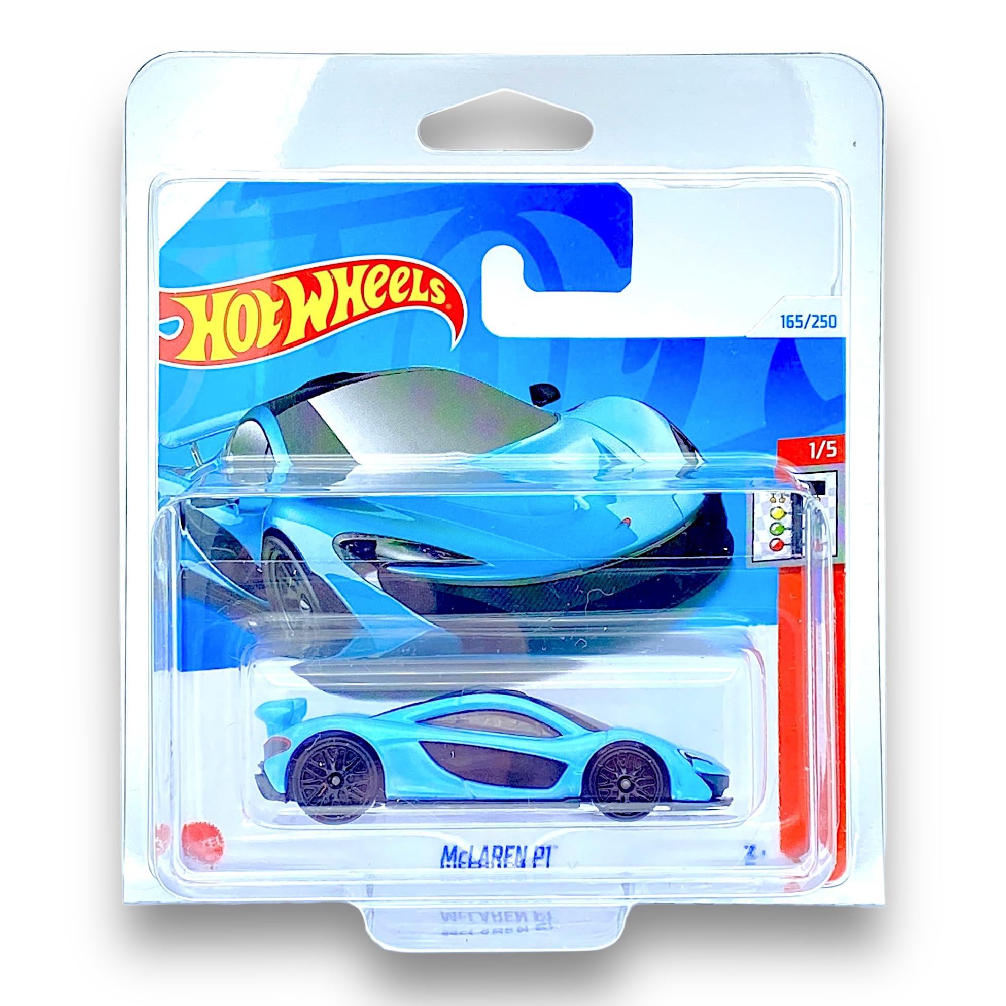 Hot Wheels McLaren P1 (Light Blue) 1/5 Quarter Mile Heroes - 2024-165/250 (Short Card) - COMES IN A GENUINE KLAS CAR KEEPER PROTECTOR CASE - HTB85