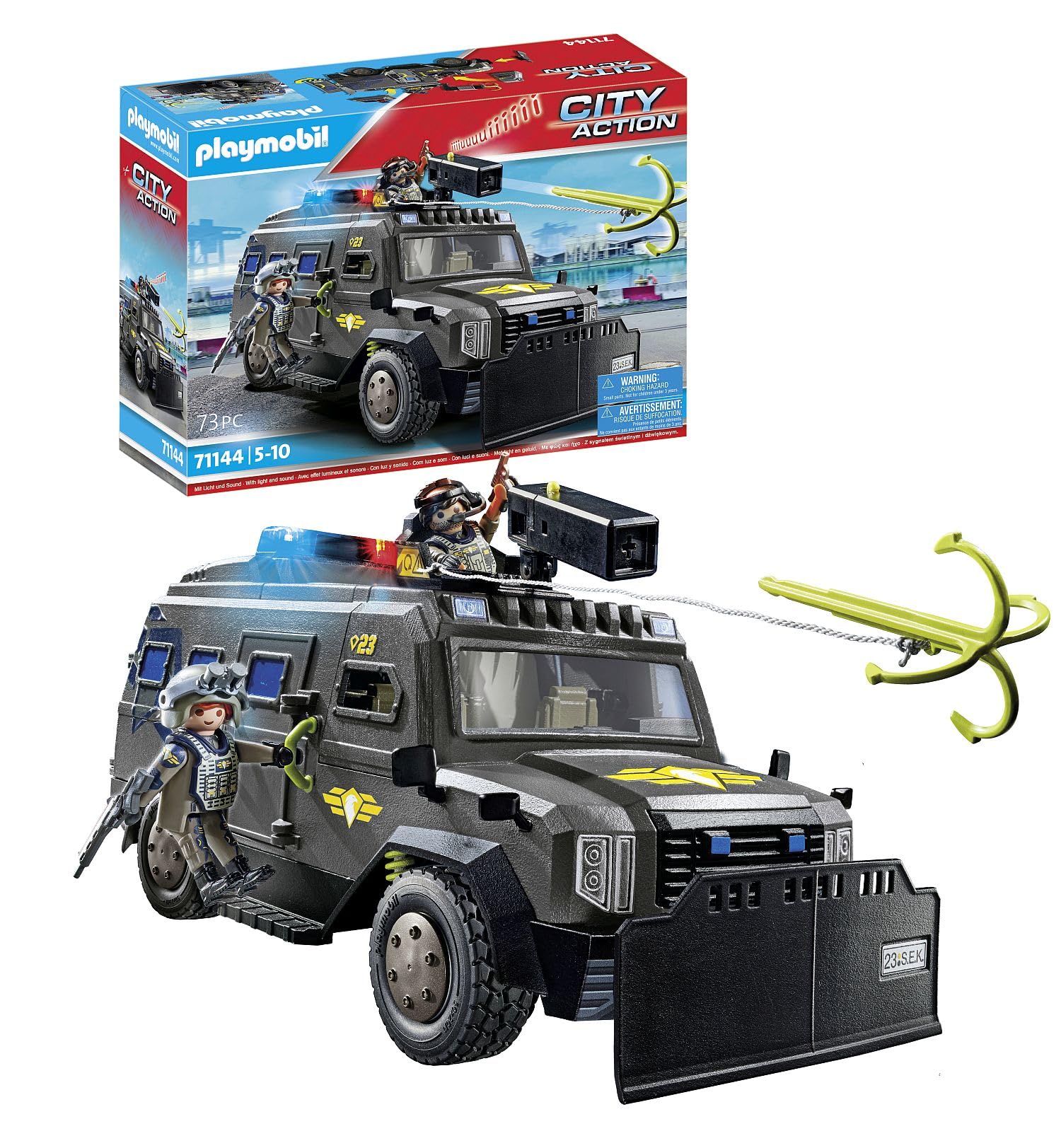 Playmobil 71144 City Action Tactical Police All-Terrain Vehicle, modern special forces off-road vehicle with light and sound, fun imaginative role-play, playset suitable for children ages 5+